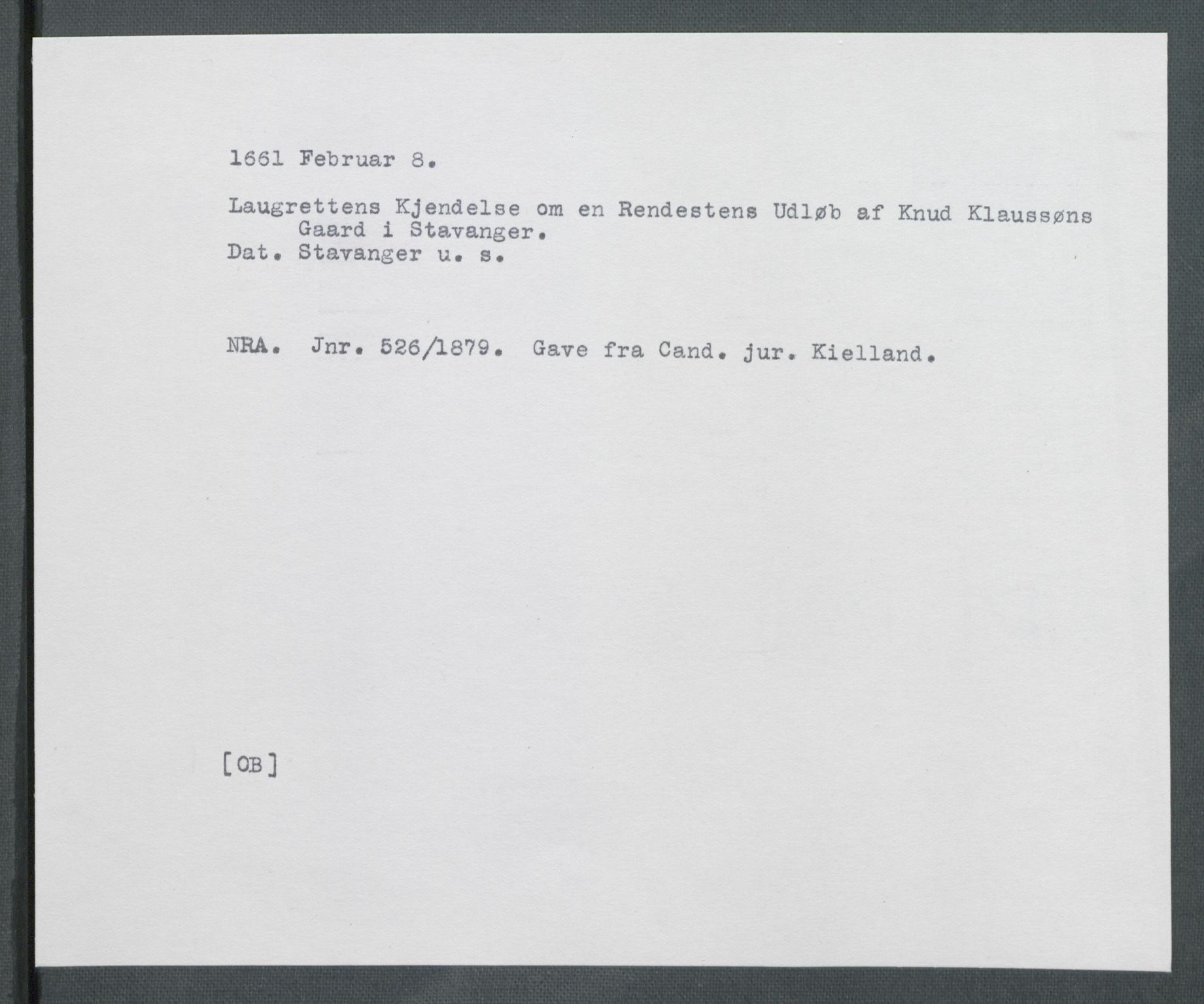Riksarkivets diplomsamling, AV/RA-EA-5965/F02/L0169: Dokumenter, 1661-1663, p. 12