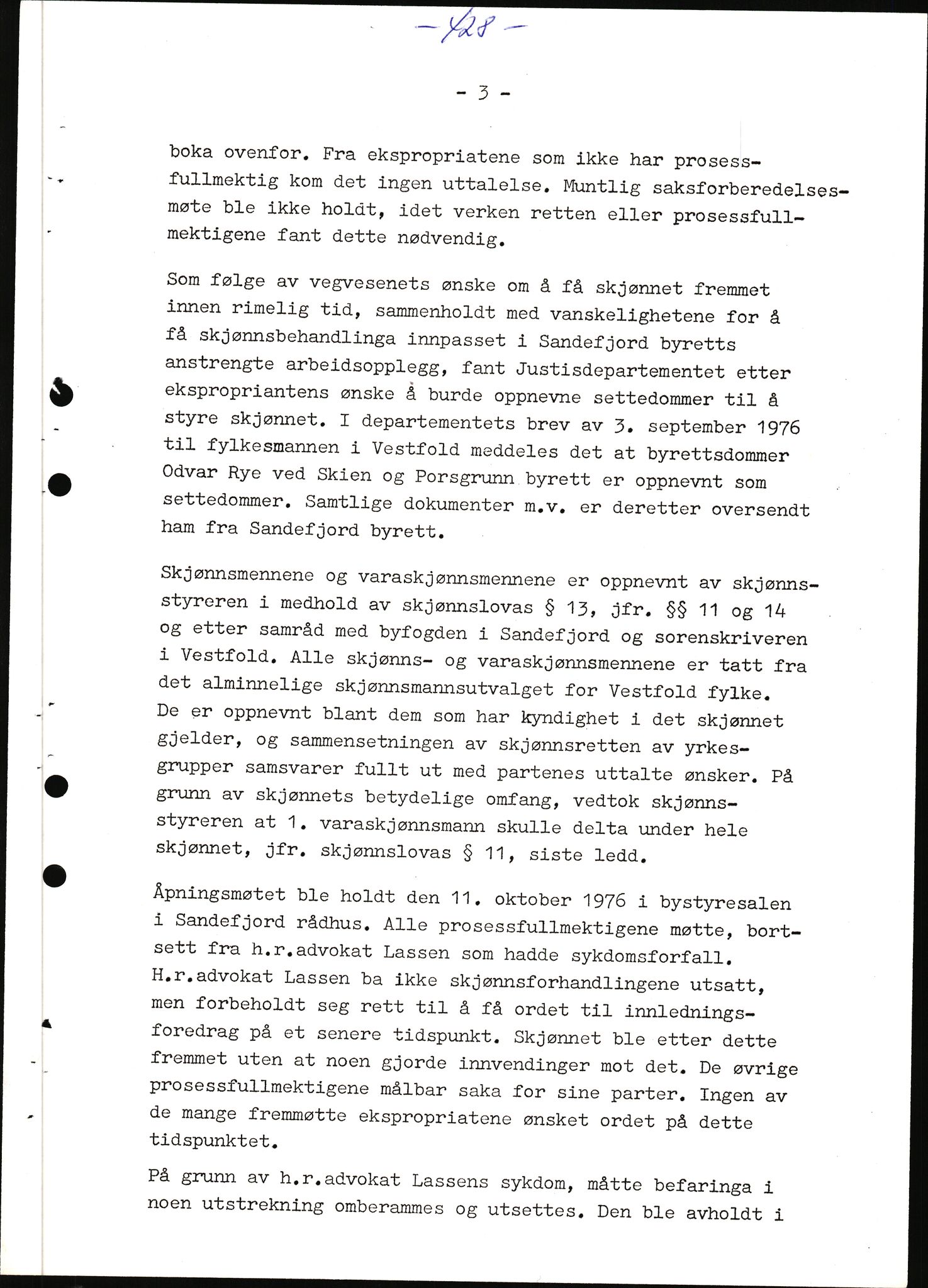 Sandefjord byfogd - 2 , AV/SAKO-A-1231/F/Fa/Faa/L0008: Domsprotokoll, 1977, p. 5