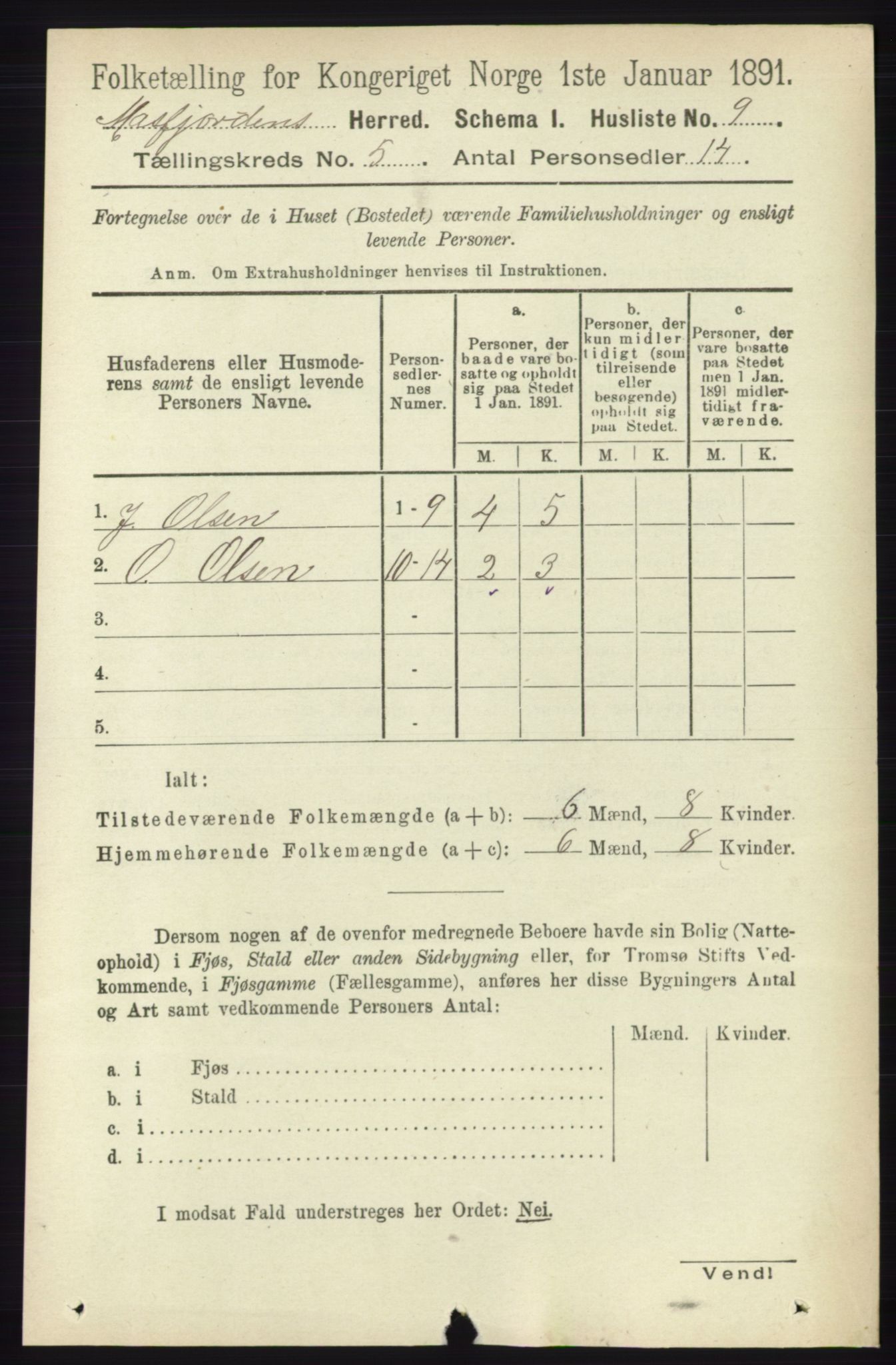 RA, 1891 census for 1266 Masfjorden, 1891, p. 851