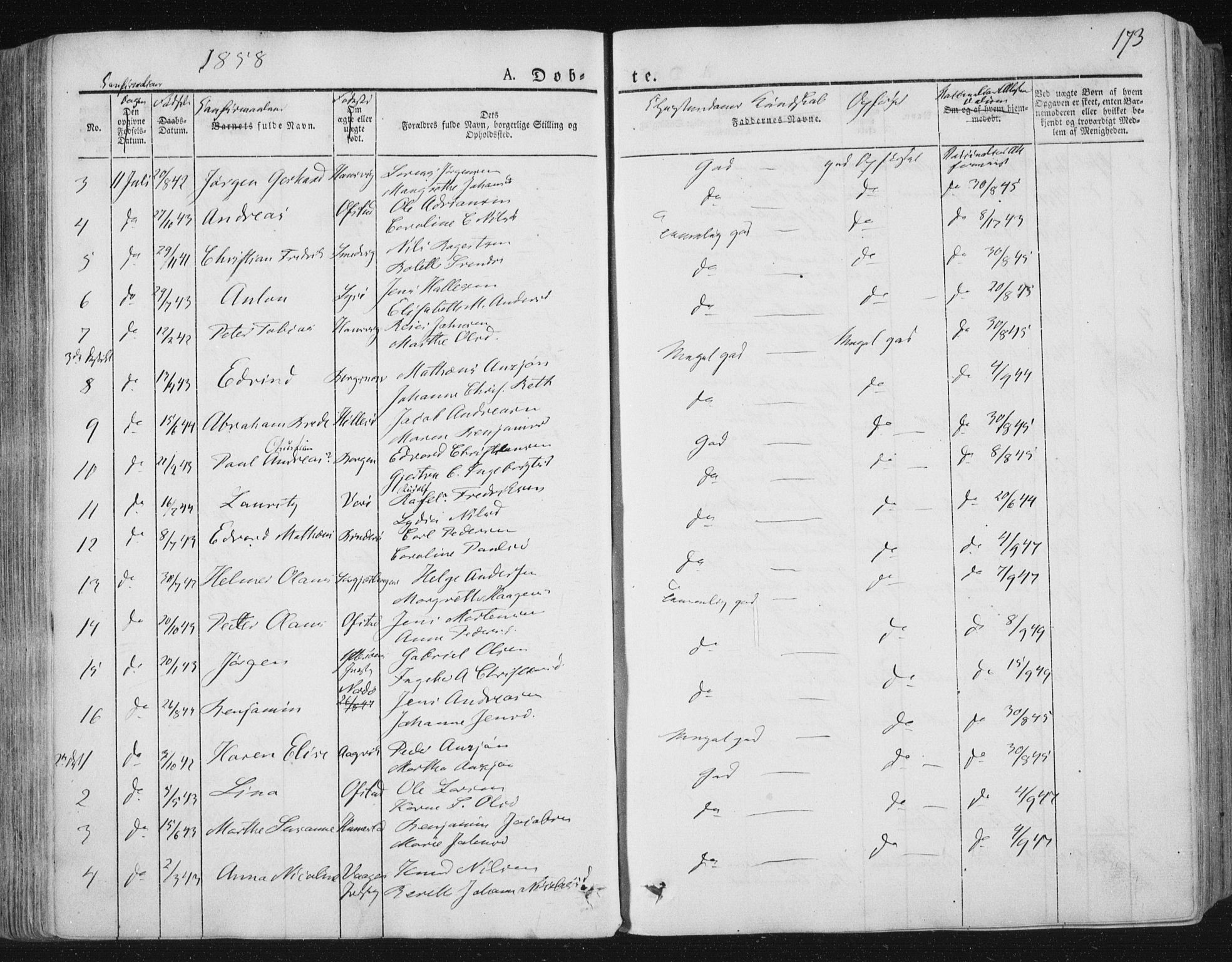 Ministerialprotokoller, klokkerbøker og fødselsregistre - Nord-Trøndelag, SAT/A-1458/784/L0669: Parish register (official) no. 784A04, 1829-1859, p. 173