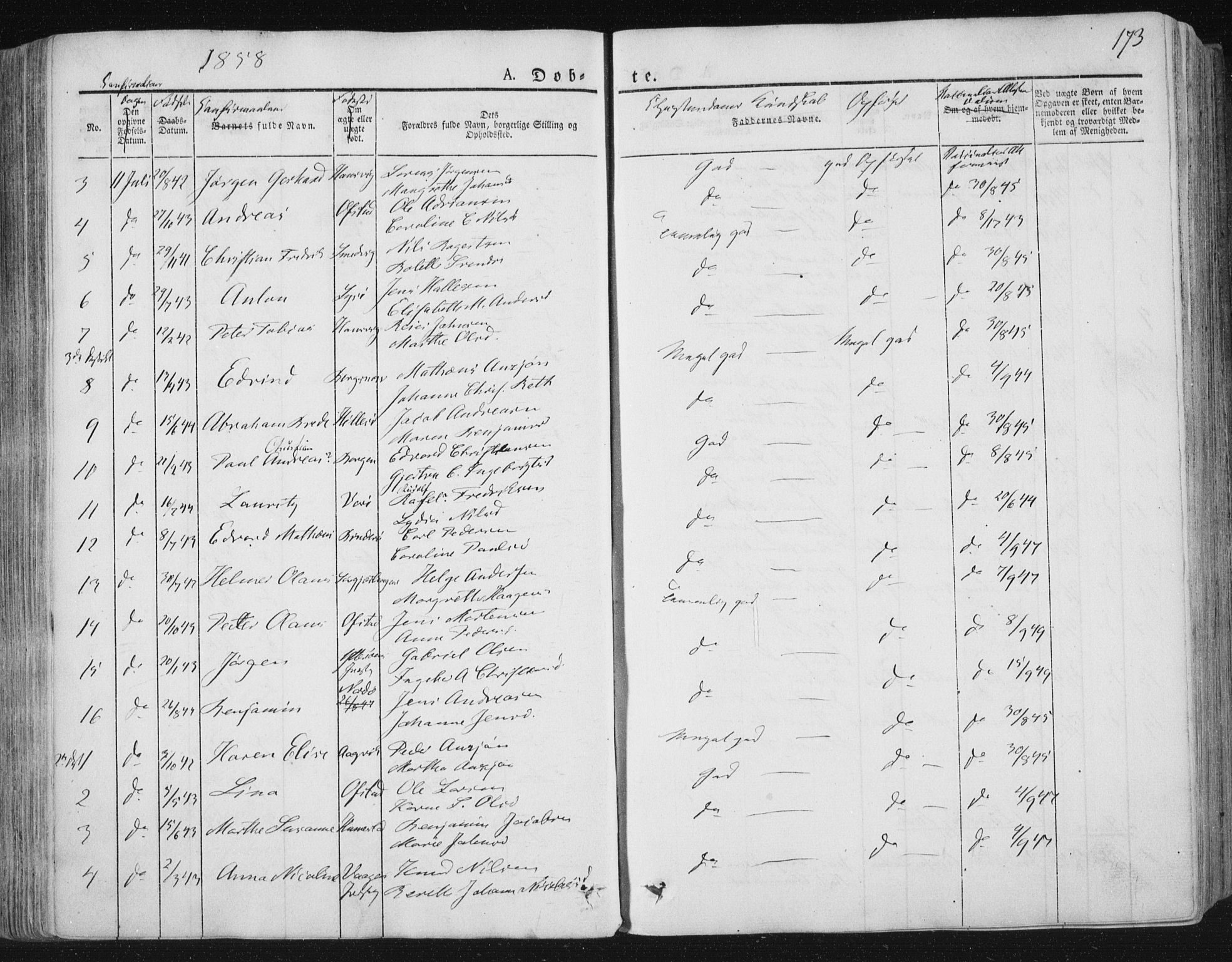 Ministerialprotokoller, klokkerbøker og fødselsregistre - Nord-Trøndelag, AV/SAT-A-1458/784/L0669: Parish register (official) no. 784A04, 1829-1859, p. 173