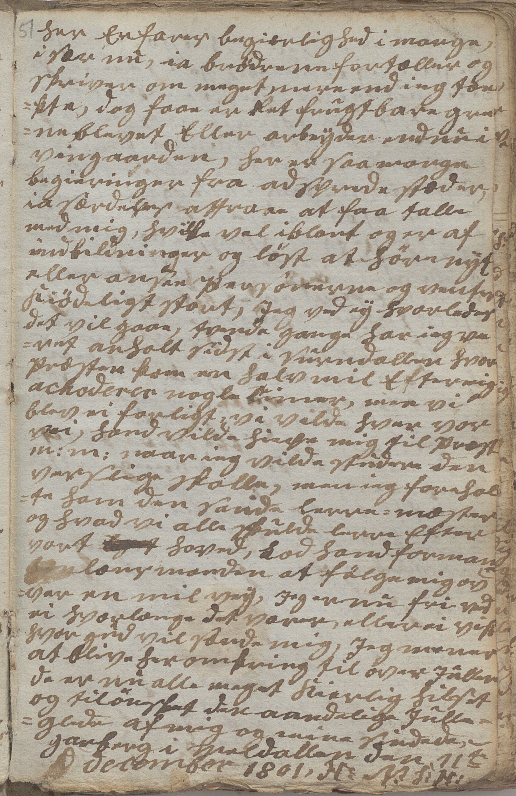 Heggtveitsamlingen, TMF/A-1007/H/L0046/0007: Brev, kopibøker, prekener, manus etc.  / "Fossem" - Kopibok. Sanger og brev, 1800-1802, p. 51