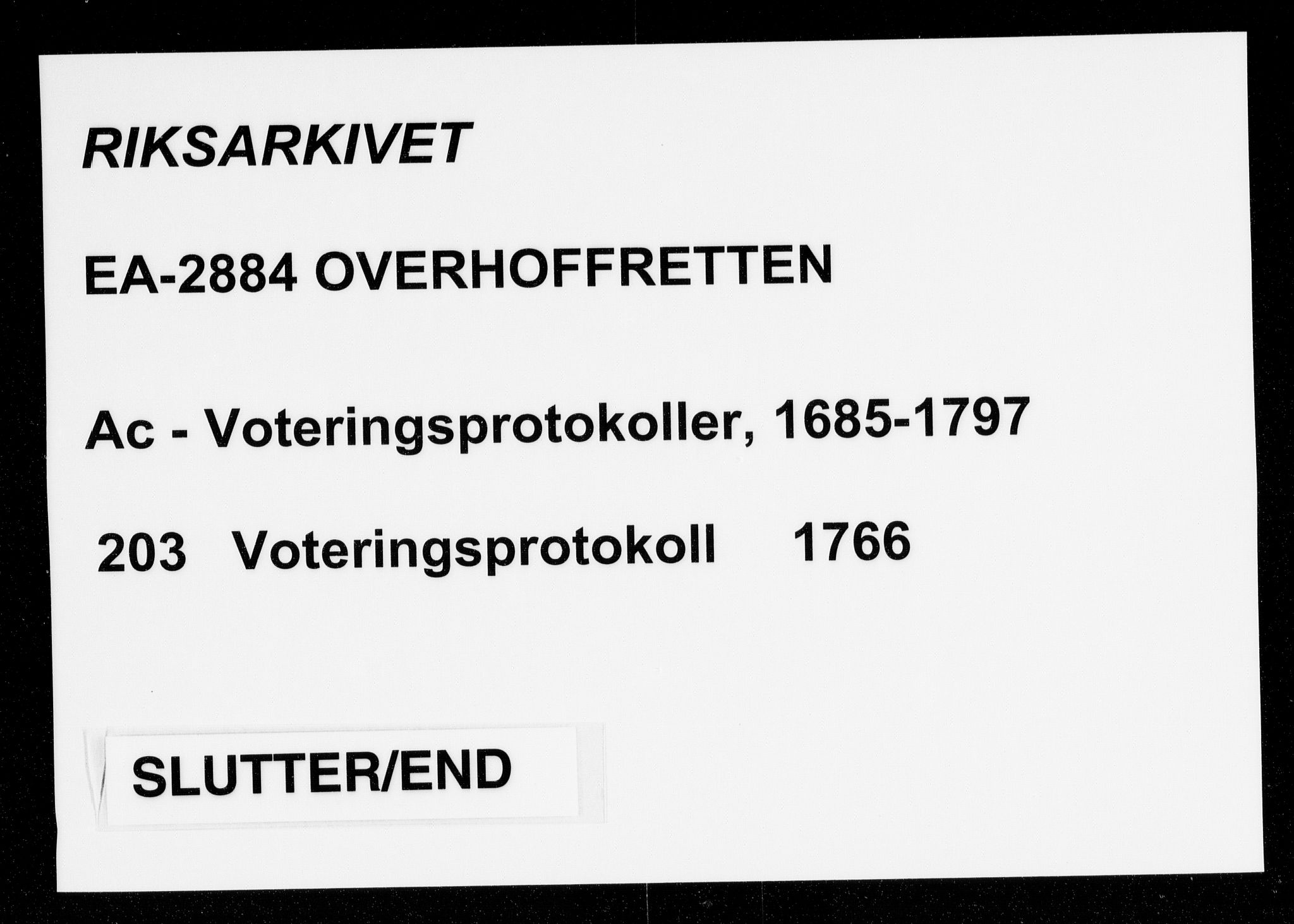 Overhoffretten 1667-1797, AV/RA-EA-2884/Ac/L0203: Voteringsprotokoll, 1766