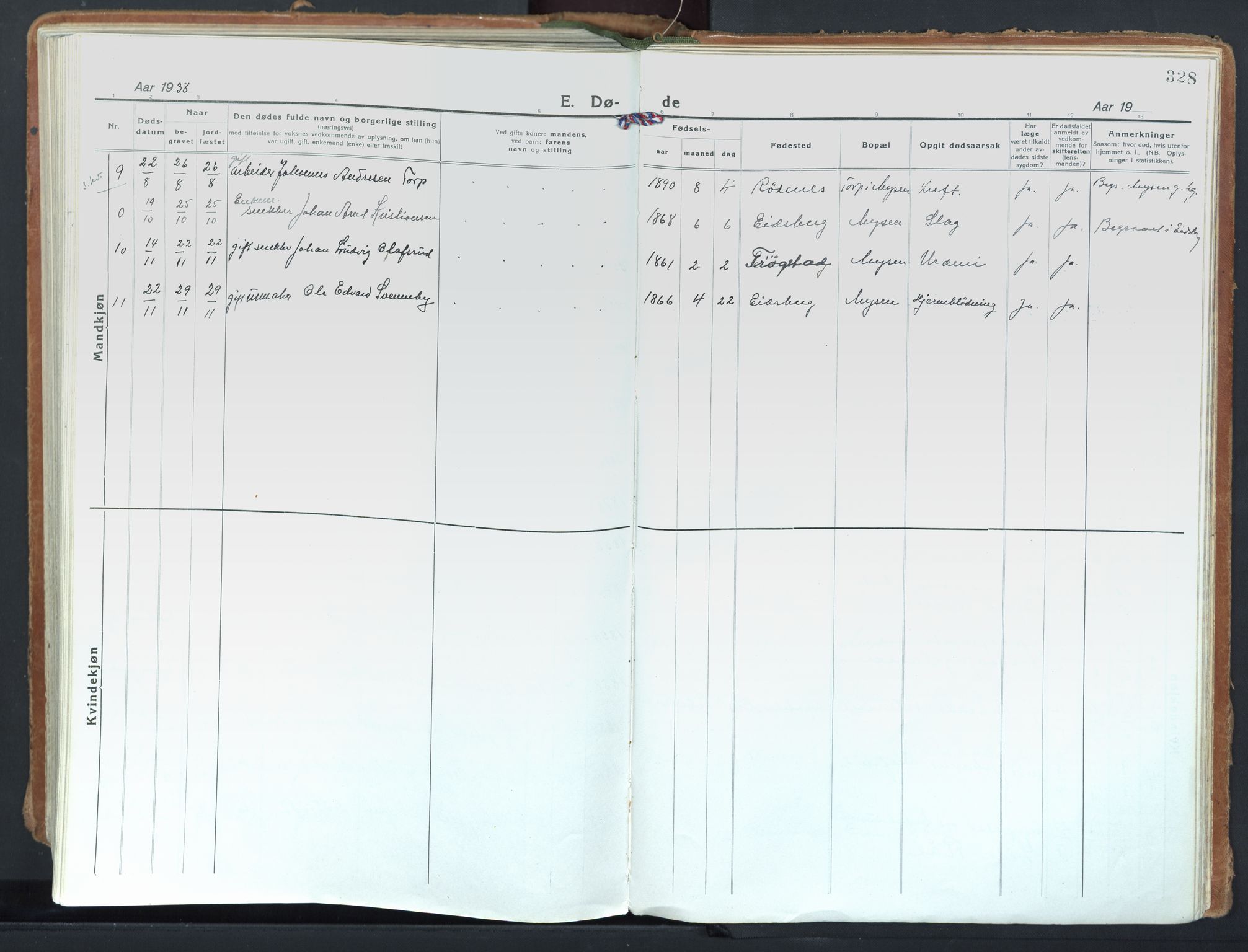 Eidsberg prestekontor Kirkebøker, SAO/A-10905/F/Fd/L0001: Parish register (official) no. IV 1, 1921-1948, p. 328