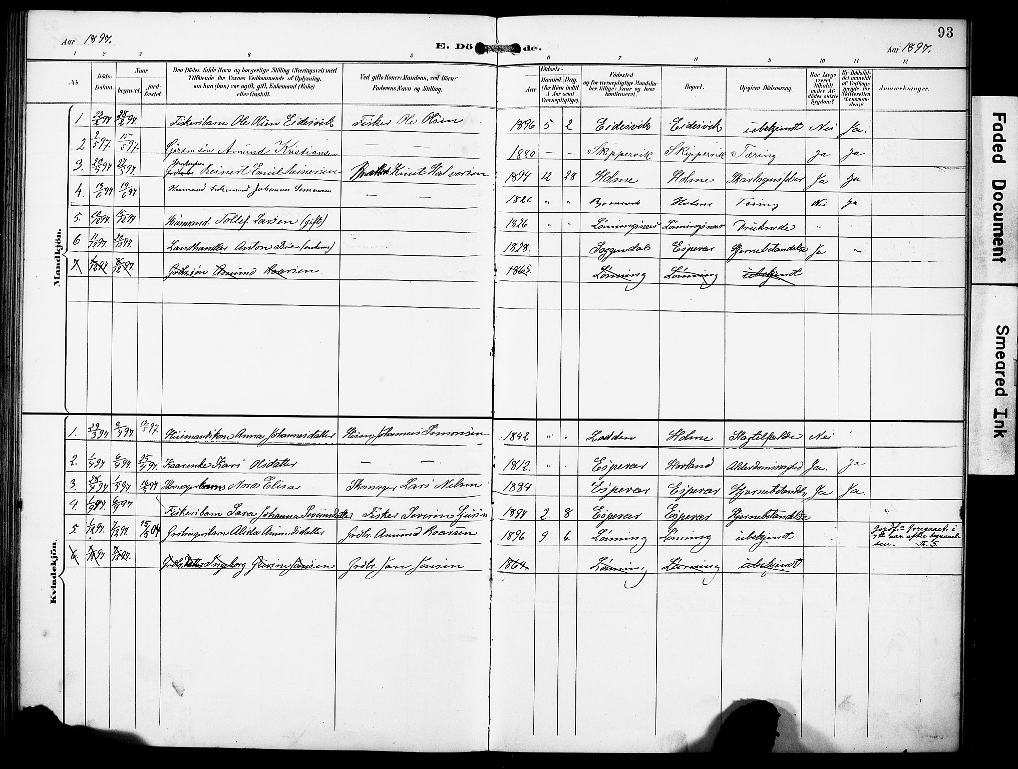 Finnås sokneprestembete, SAB/A-99925/H/Ha/Haa/Haad/L0002: Parish register (official) no. D 2, 1895-1906, p. 93