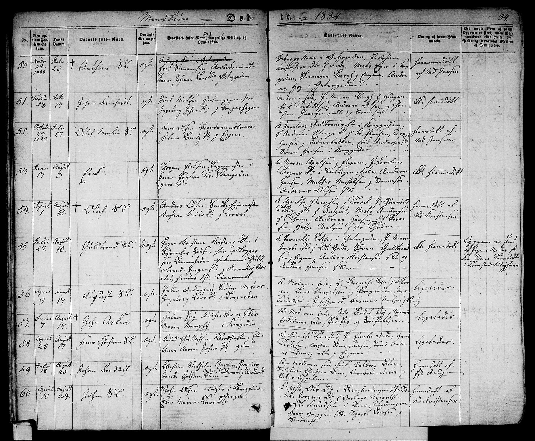 Bragernes kirkebøker, AV/SAKO-A-6/F/Fb/L0001: Parish register (official) no. II 1, 1830-1847, p. 34