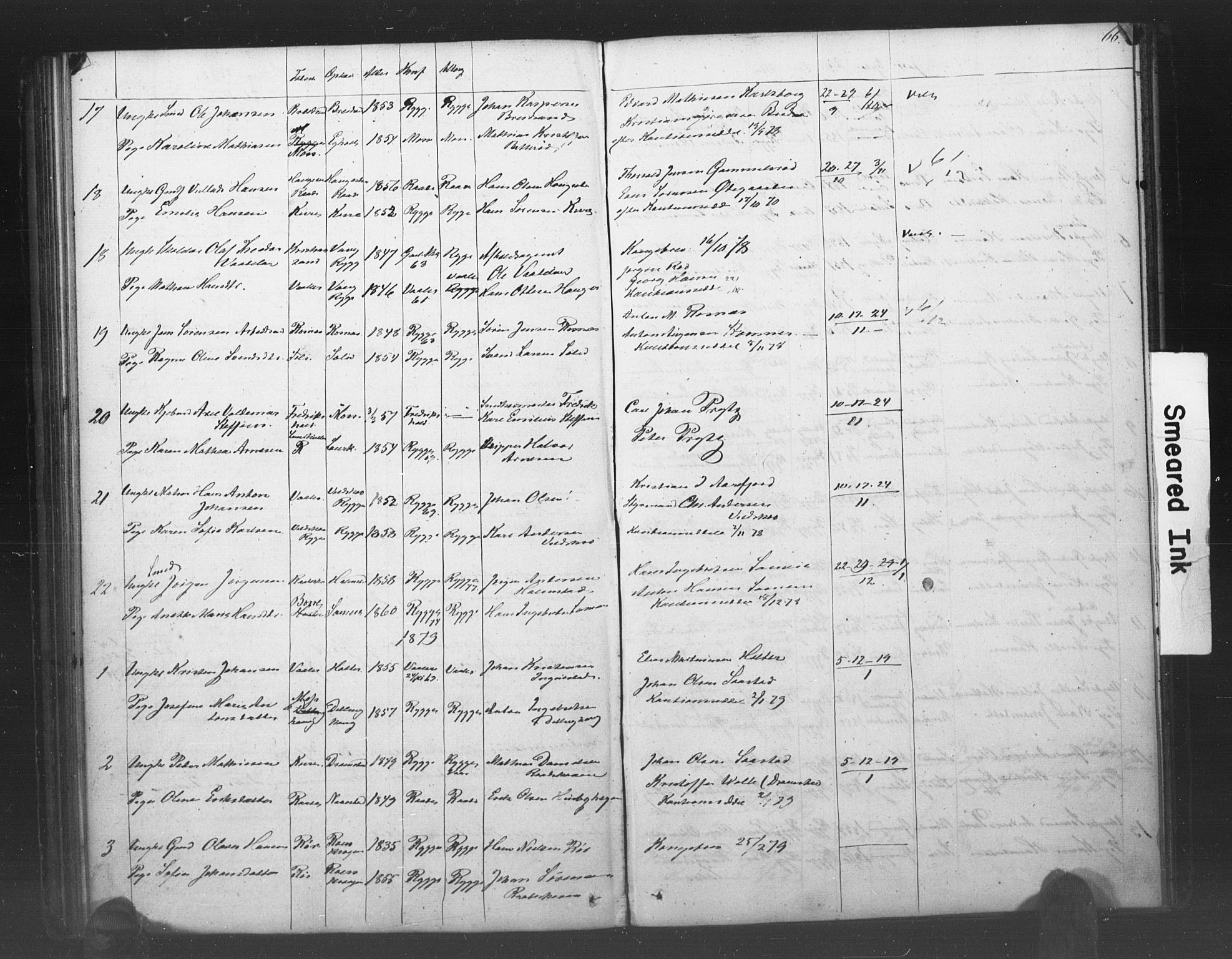 Rygge prestekontor Kirkebøker, SAO/A-10084b/H/Ha/L0001: Banns register no. 1, 1859-1891, p. 66