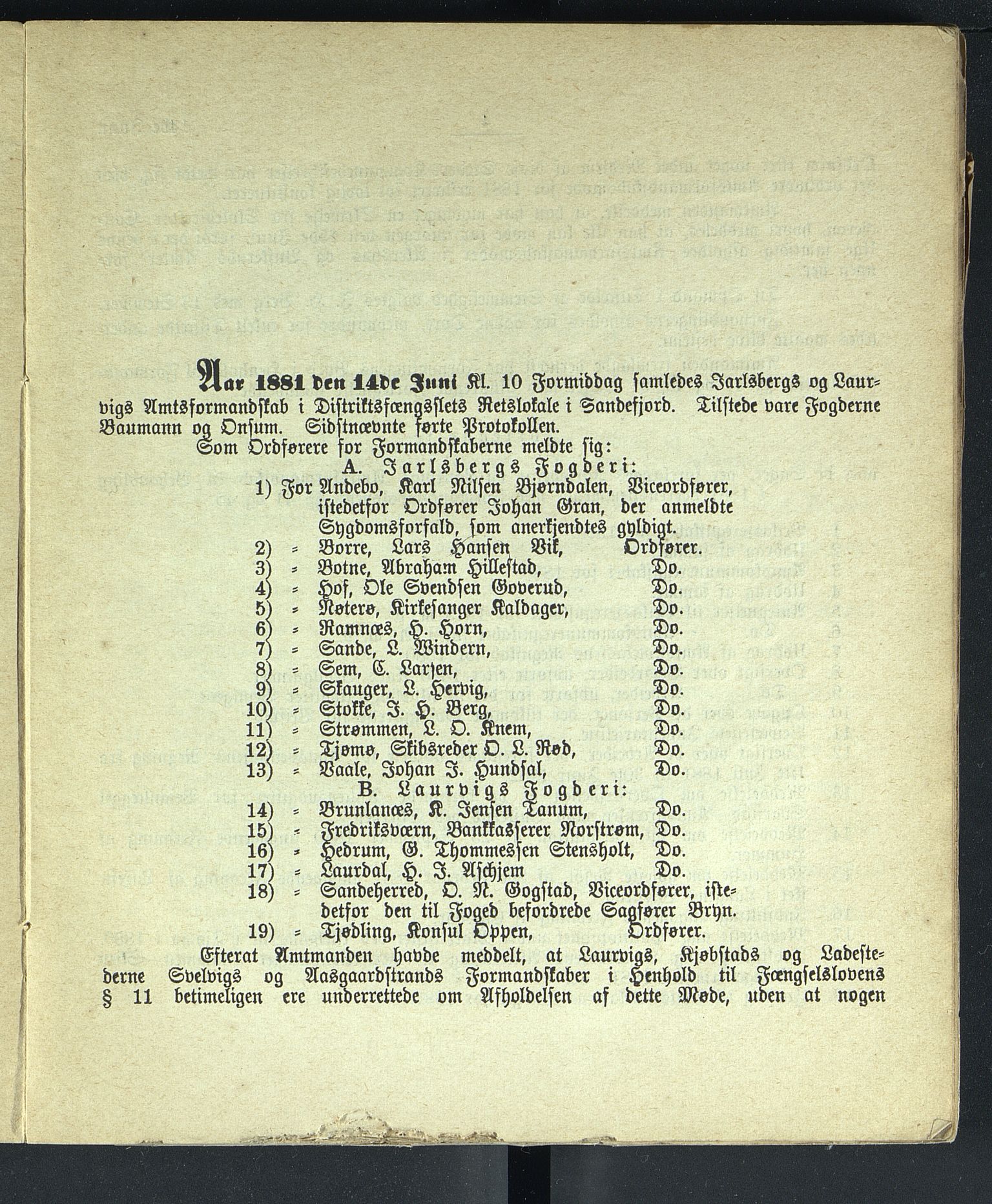 Vestfold fylkeskommune. Fylkestinget, VEMU/A-1315/A/Ab/Abb/L0028: Fylkestingsforhandlinger, 1881