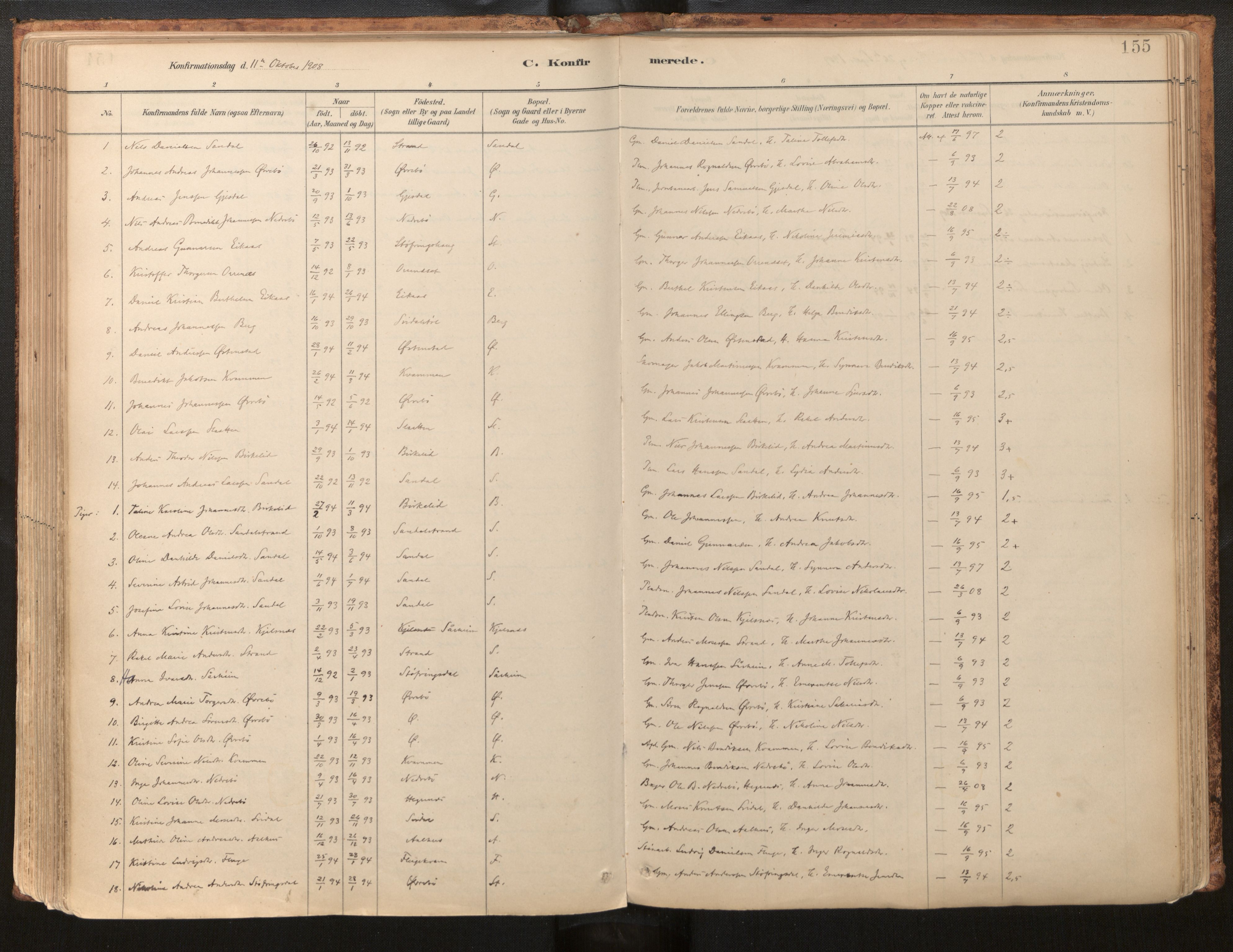 Jølster sokneprestembete, AV/SAB-A-80701/H/Haa/Haab/L0001: Parish register (official) no. B 1, 1882-1930, p. 155