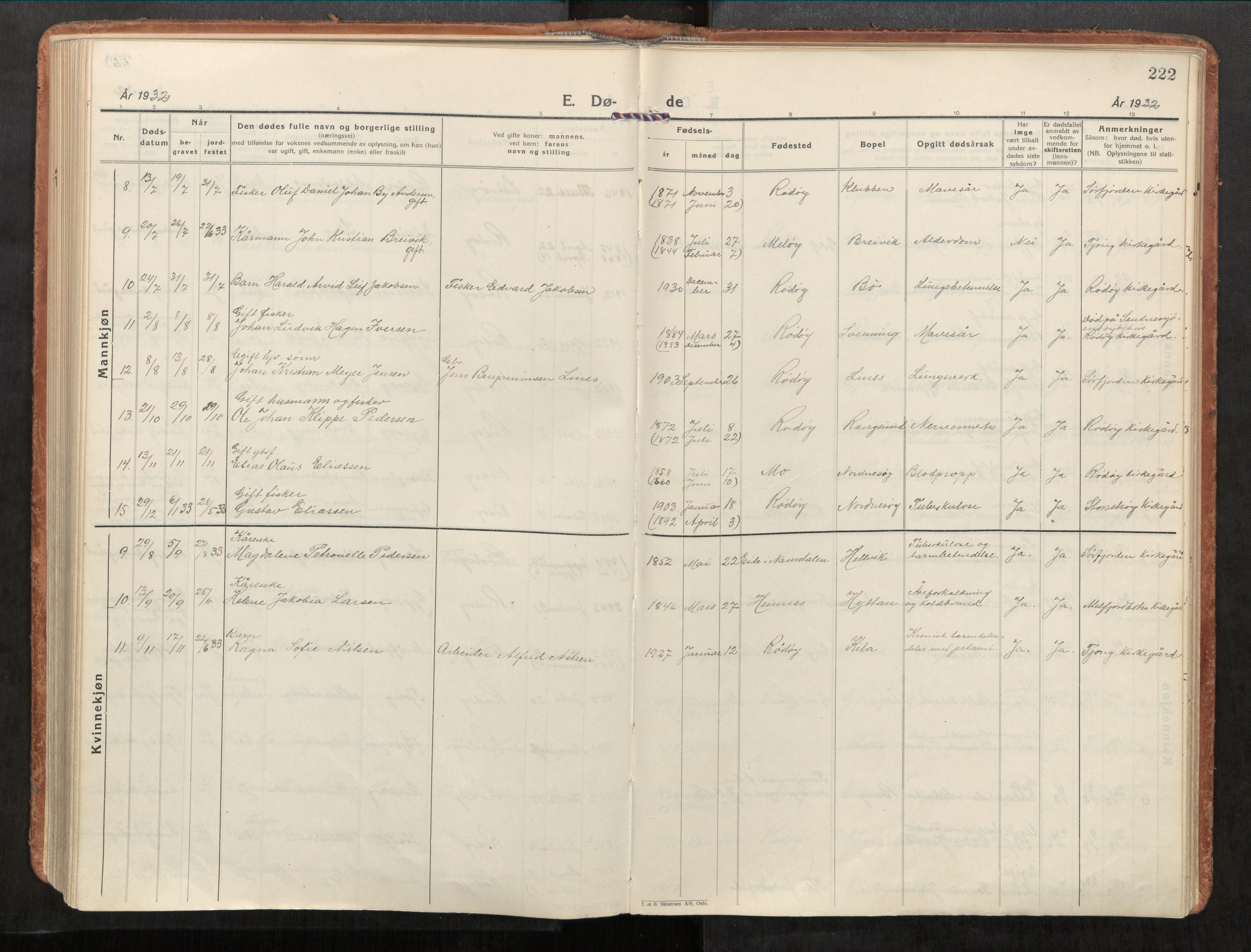 Rødøy sokneprestkontor, AV/SAT-A-4397/2/H/Ha/Haa/L0001: Parish register (official) no. 1, 1926-1941, p. 222