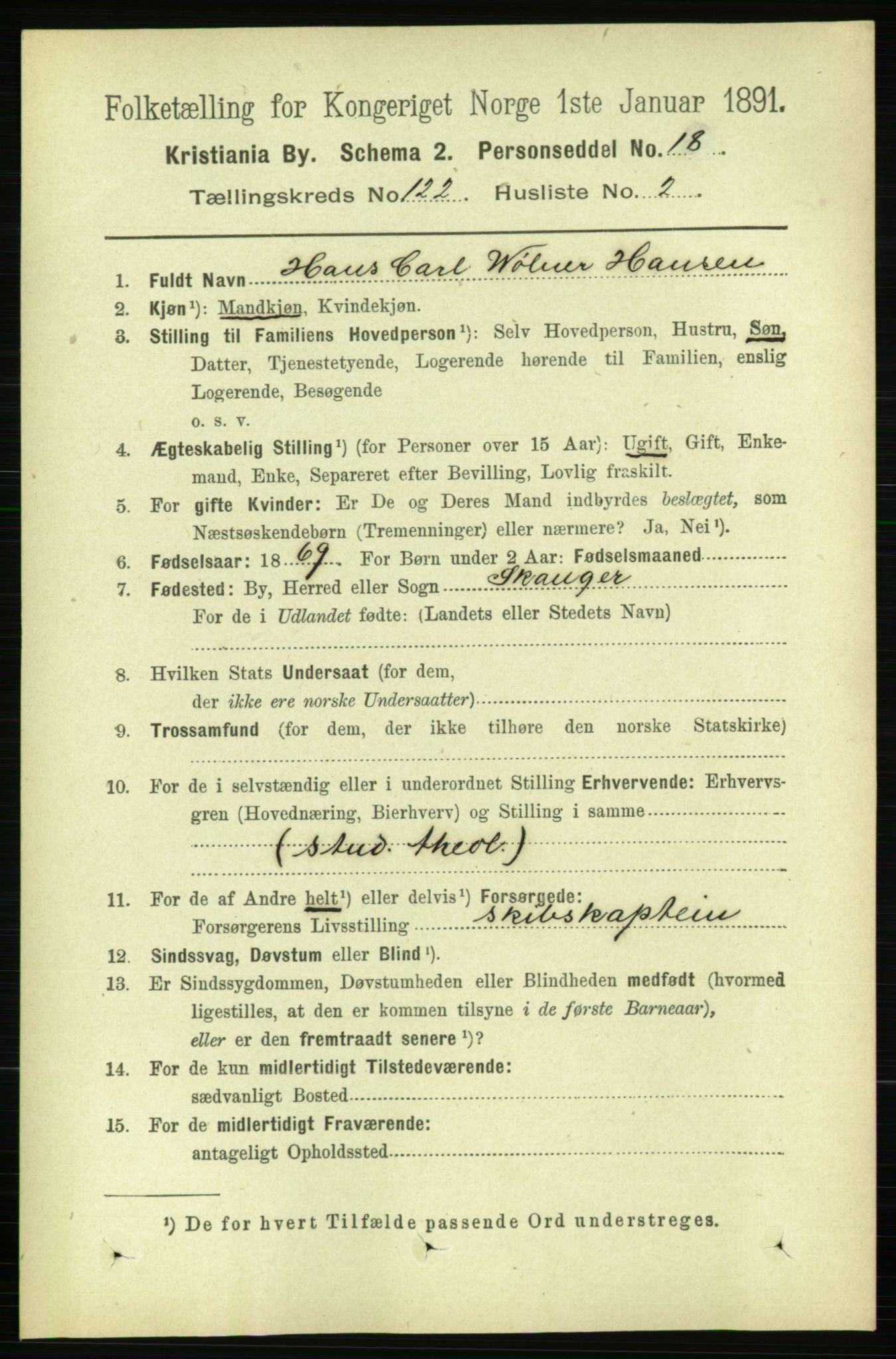 RA, 1891 census for 0301 Kristiania, 1891, p. 64668