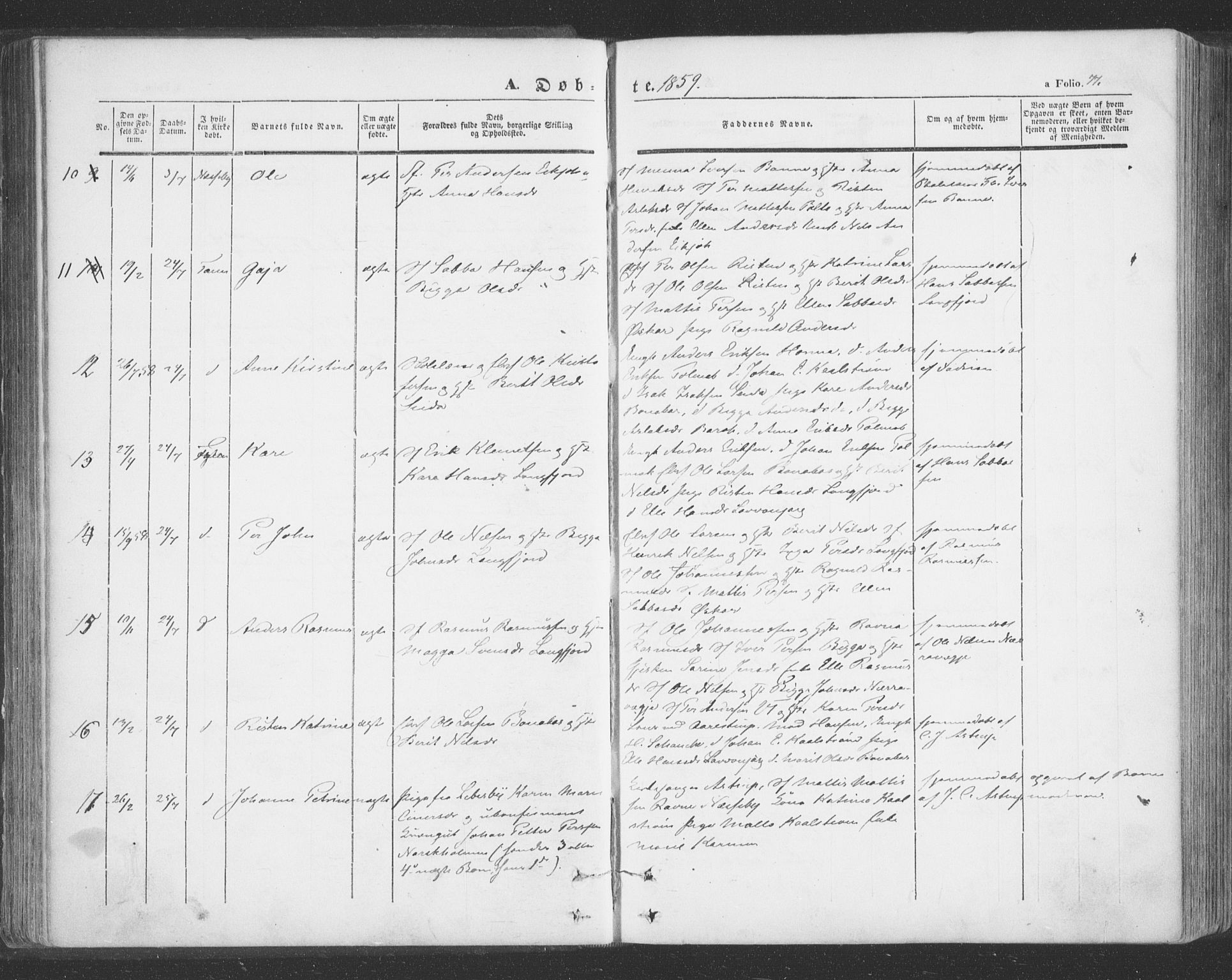 Tana sokneprestkontor, SATØ/S-1334/H/Ha/L0001kirke: Parish register (official) no. 1, 1846-1861, p. 77