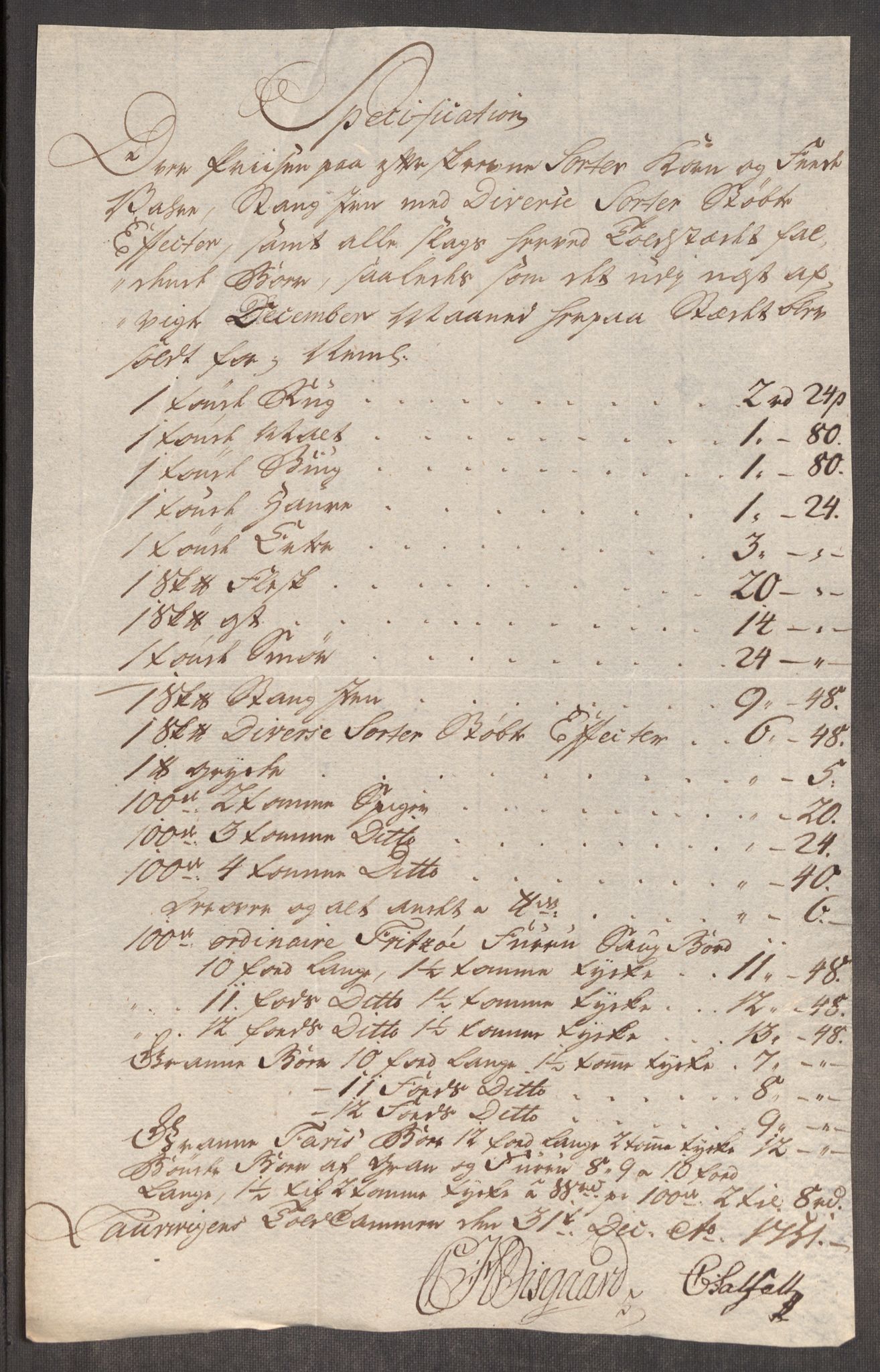 Rentekammeret inntil 1814, Realistisk ordnet avdeling, RA/EA-4070/Oe/L0004: [Ø1]: Priskuranter, 1749-1752, p. 623