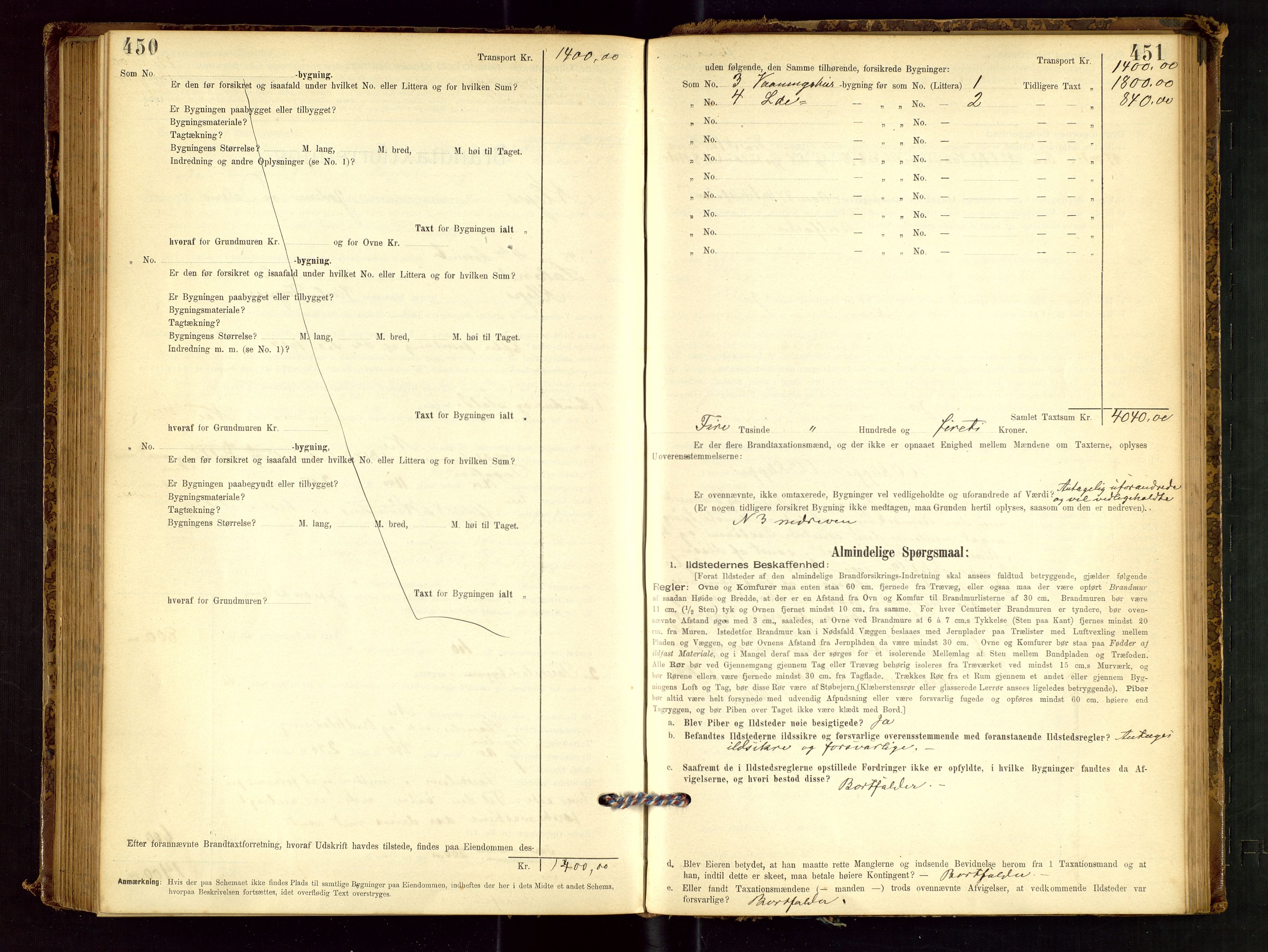 Klepp lensmannskontor, SAST/A-100163/Goc/L0001: "Brandtaxationsprotokol" m/register, 1895-1898, p. 450-451