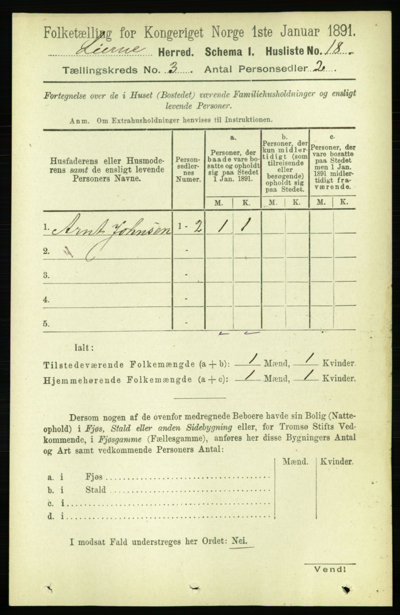 RA, 1891 census for 1737 Lierne, 1891, p. 781