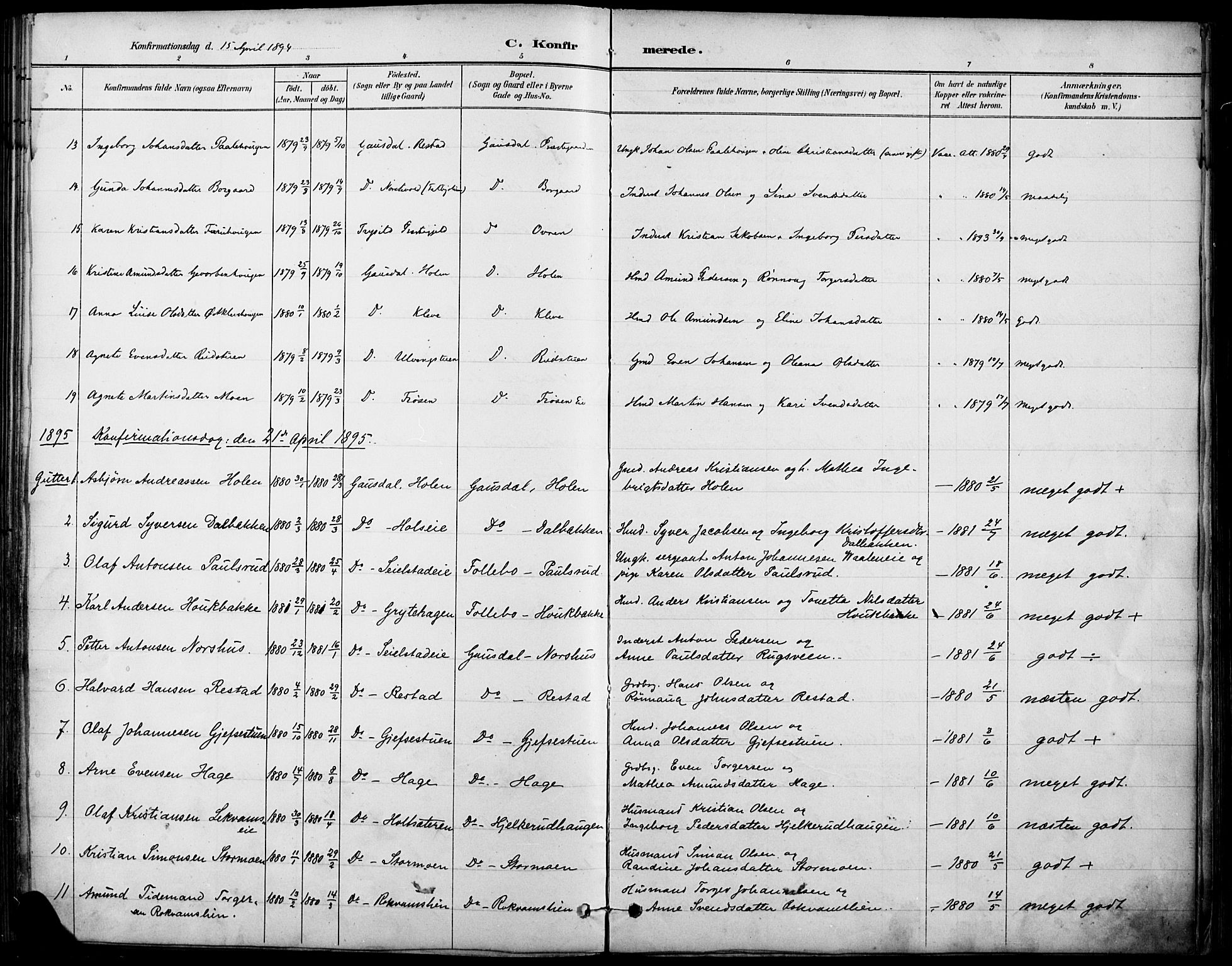Østre Gausdal prestekontor, SAH/PREST-092/H/Ha/Haa/L0002: Parish register (official) no. 2, 1887-1897, p. 96f