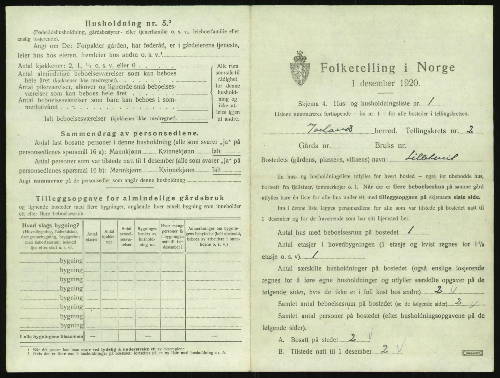 SAK, 1920 census for Iveland, 1920, p. 67