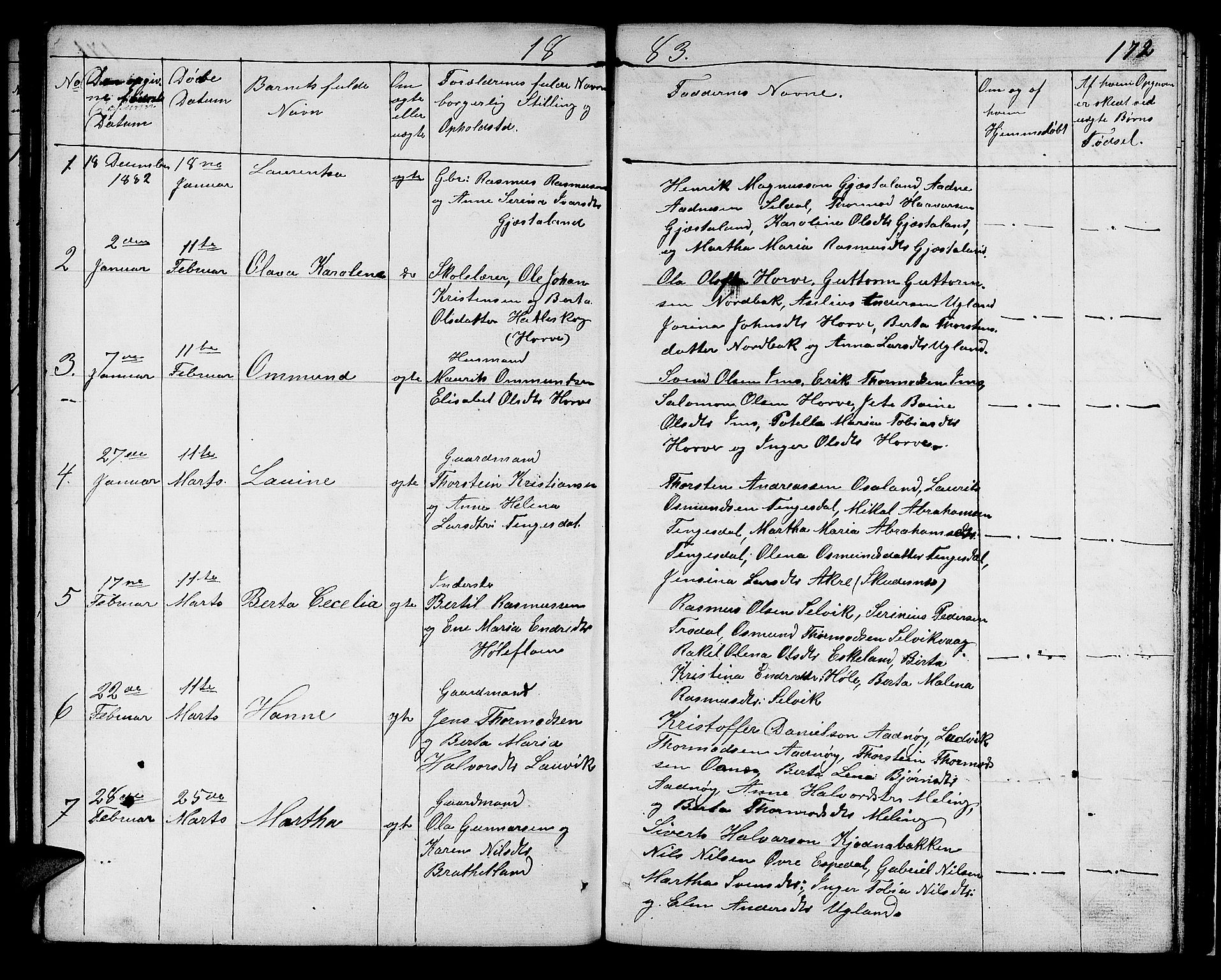 Høgsfjord sokneprestkontor, AV/SAST-A-101624/H/Ha/Hab/L0001: Parish register (copy) no. B 1, 1855-1885, p. 172