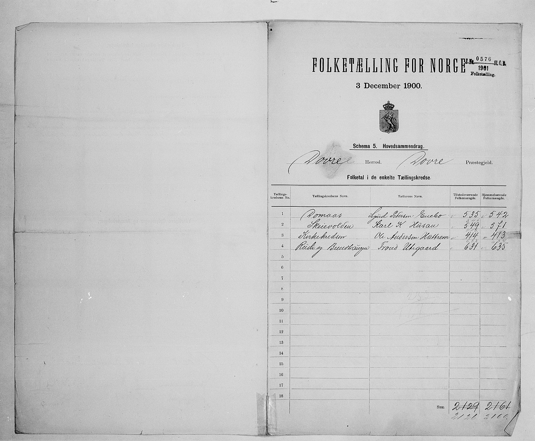 SAH, 1900 census for Dovre, 1900, p. 2