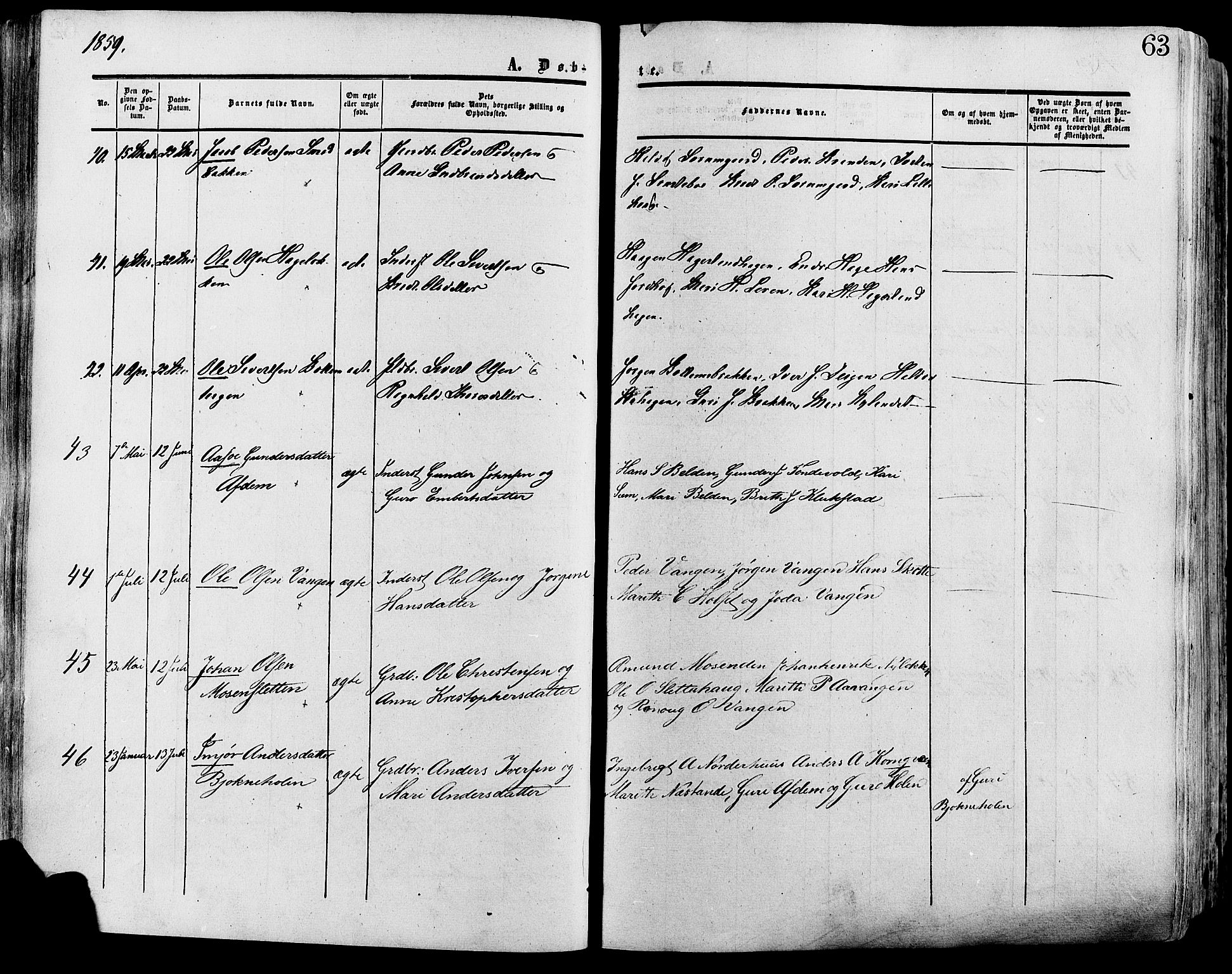 Lesja prestekontor, SAH/PREST-068/H/Ha/Haa/L0008: Parish register (official) no. 8, 1854-1880, p. 63