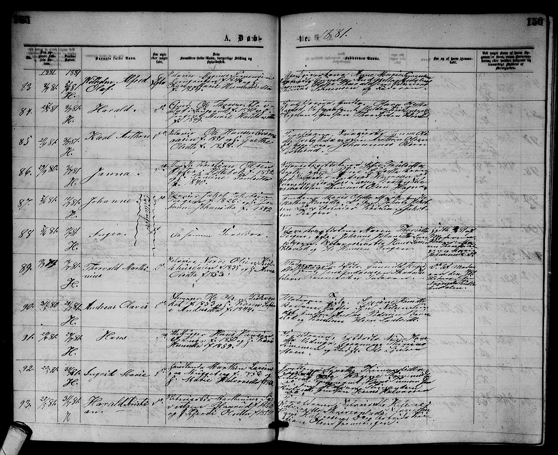 Sandsvær kirkebøker, AV/SAKO-A-244/G/Gb/L0001: Parish register (copy) no. II 1, 1874-1885, p. 155-156