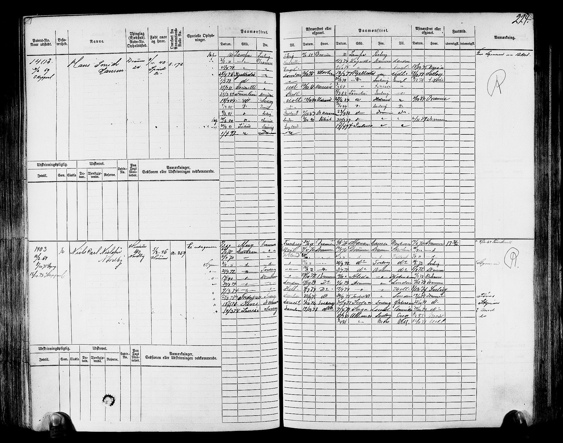 Drammen innrulleringsdistrikt, SAKO/A-781/F/Fc/L0002: Hovedrulle, 1869, p. 230