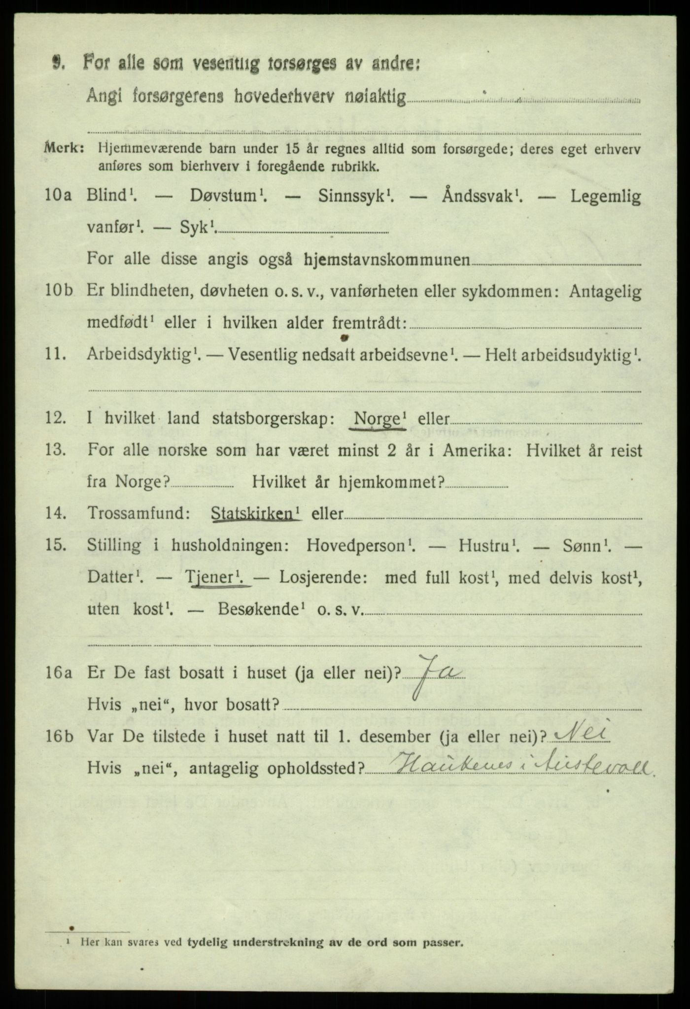 SAB, 1920 census for Austevoll, 1920, p. 5641