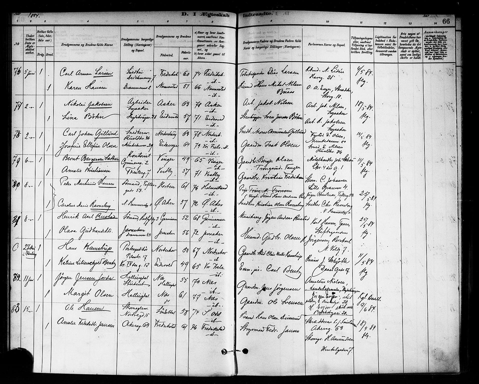 Trefoldighet prestekontor Kirkebøker, SAO/A-10882/F/Fc/L0003: Parish register (official) no. III 3, 1881-1891, p. 66