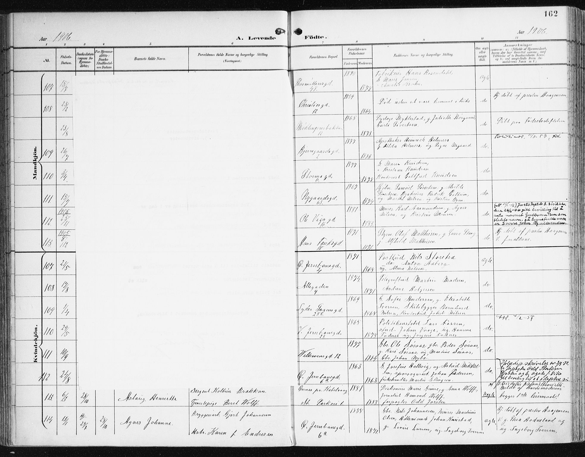 Johanneskirken sokneprestembete, AV/SAB-A-76001/H/Haa/L0002: Parish register (official) no. A 2, 1900-1912, p. 162