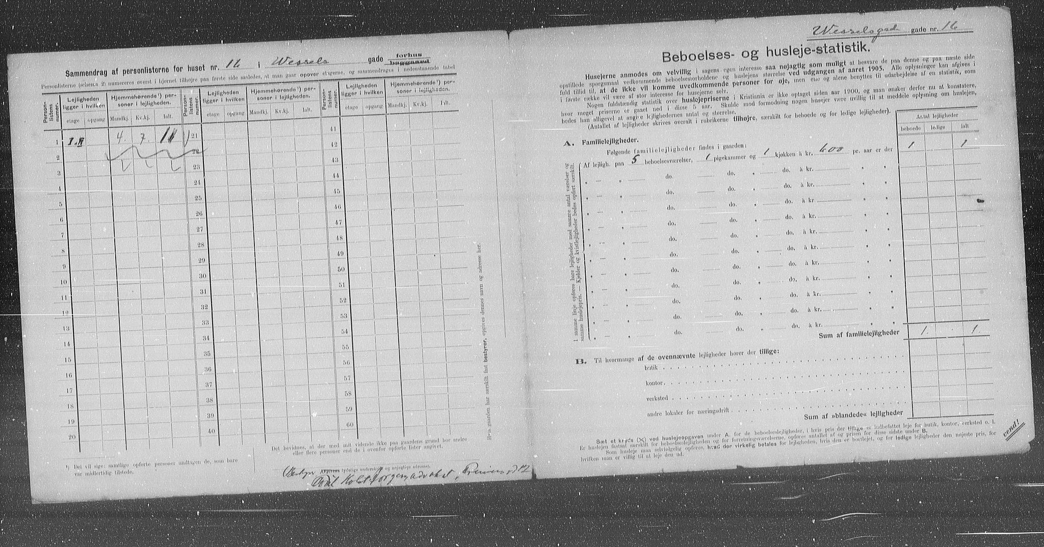 OBA, Municipal Census 1905 for Kristiania, 1905, p. 67385