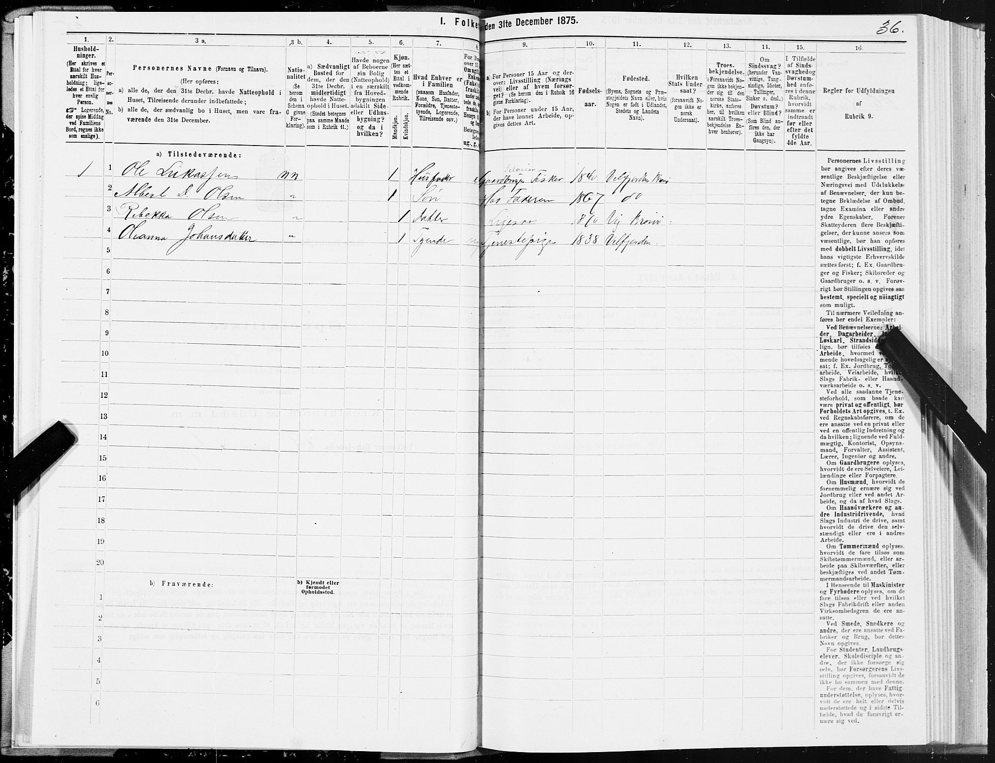 SAT, 1875 census for 1814P Brønnøy, 1875, p. 1036