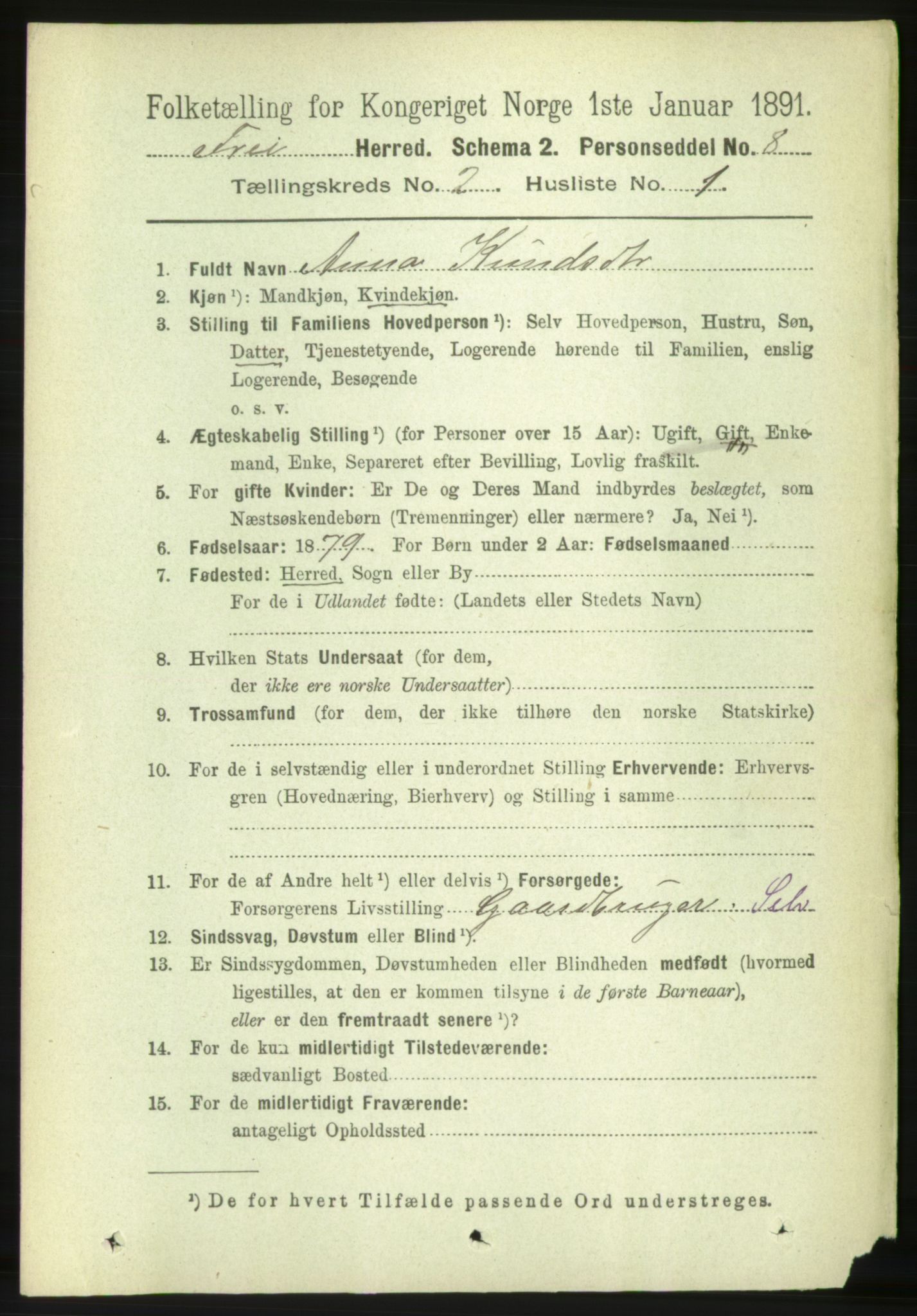 RA, 1891 census for 1556 Frei, 1891, p. 734