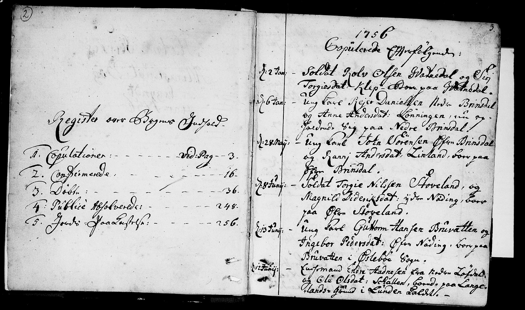 Holum sokneprestkontor, SAK/1111-0022/F/Fa/Faa/L0002: Parish register (official) no. A 2, 1756-1780, p. 2-3