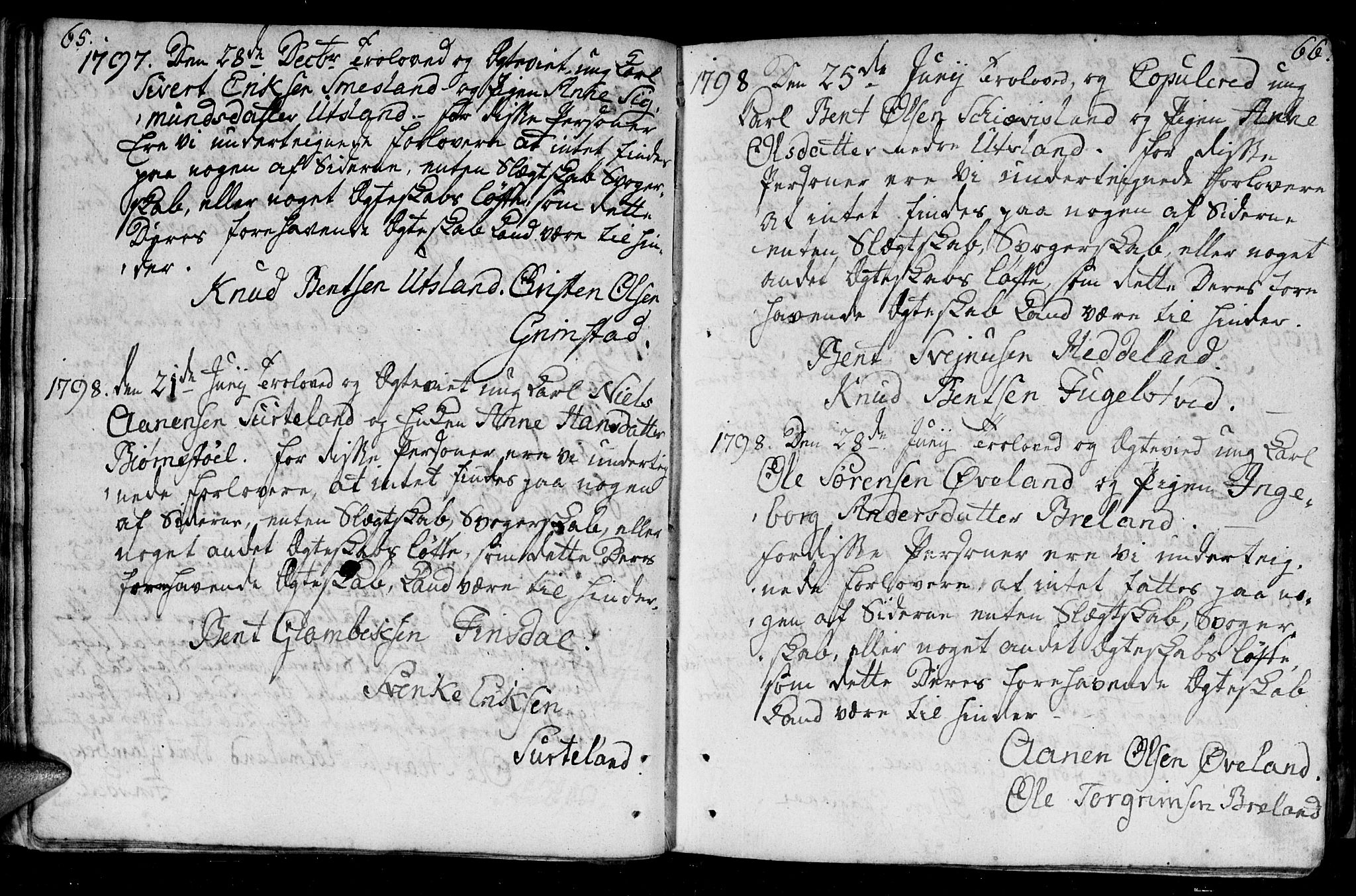 Holum sokneprestkontor, SAK/1111-0022/F/Fa/Fac/L0001: Parish register (official) no. A 1, 1773-1820, p. 65-66