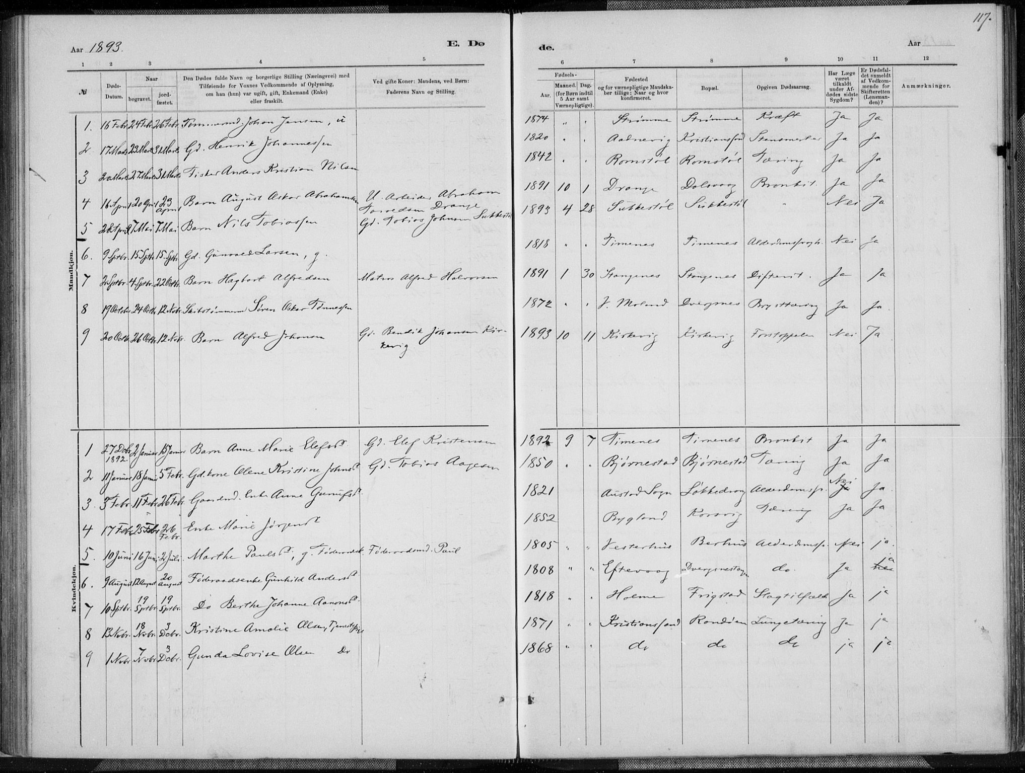 Oddernes sokneprestkontor, AV/SAK-1111-0033/F/Fa/Fab/L0002: Parish register (official) no. A 2, 1884-1903, p. 117