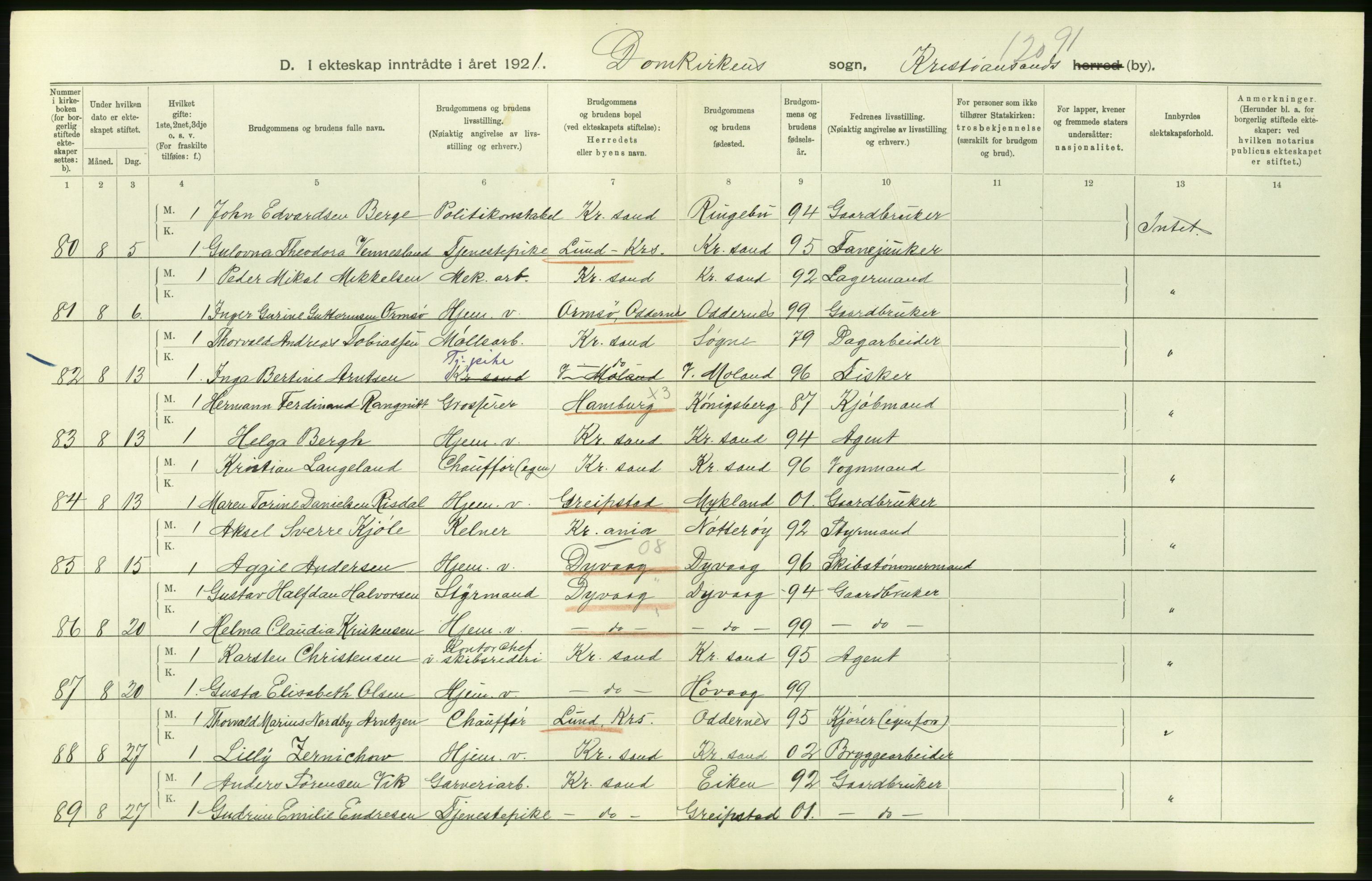 Statistisk sentralbyrå, Sosiodemografiske emner, Befolkning, RA/S-2228/D/Df/Dfc/Dfca/L0026: Vest-Agder fylke: Levendefødte menn og kvinner. Bygder og byer., 1921, p. 572