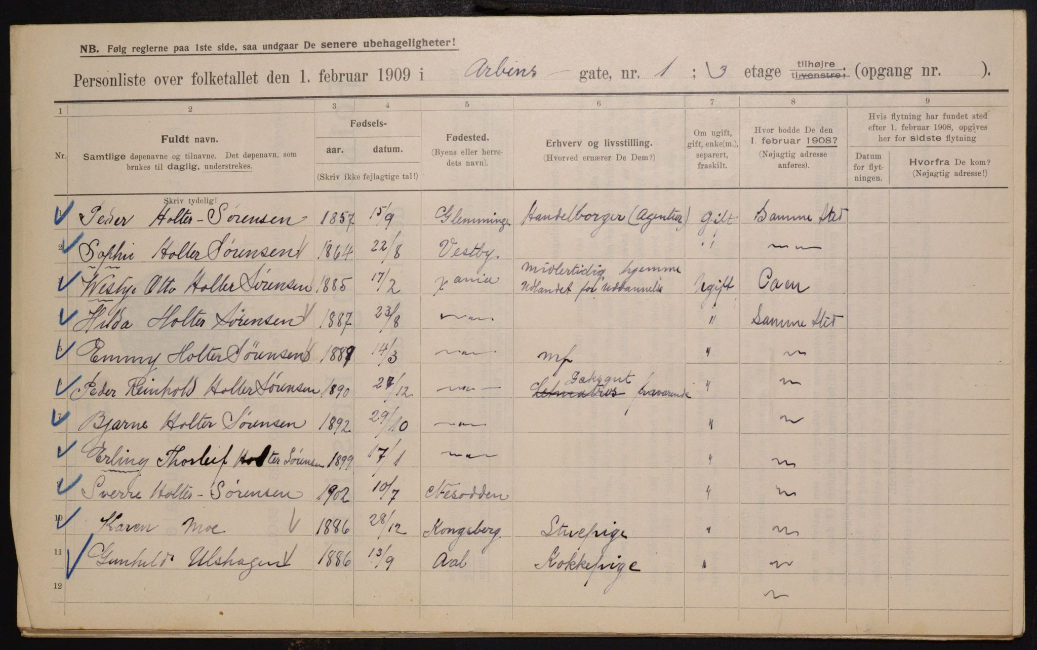 OBA, Municipal Census 1909 for Kristiania, 1909, p. 1530