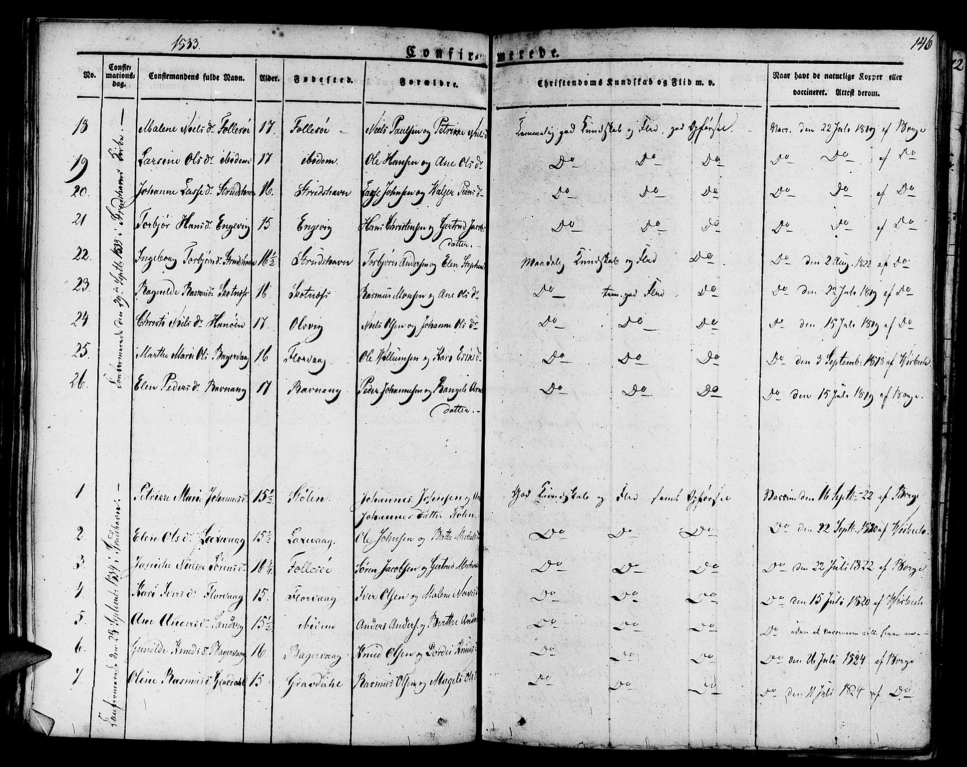 Askøy Sokneprestembete, SAB/A-74101/H/Ha/Haa/Haaa/L0004: Parish register (official) no. A 4, 1825-1845, p. 146