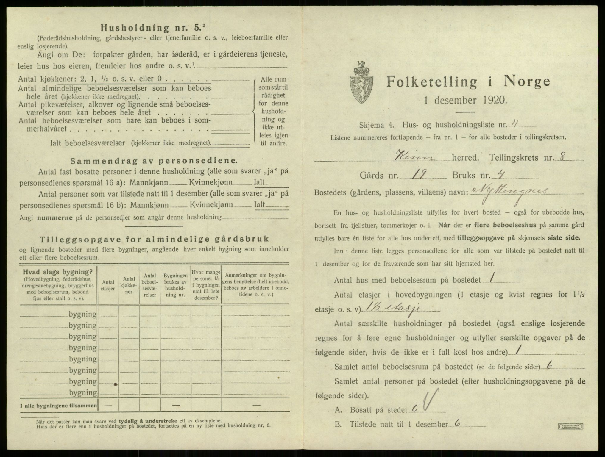 SAB, 1920 census for Kinn, 1920, p. 333