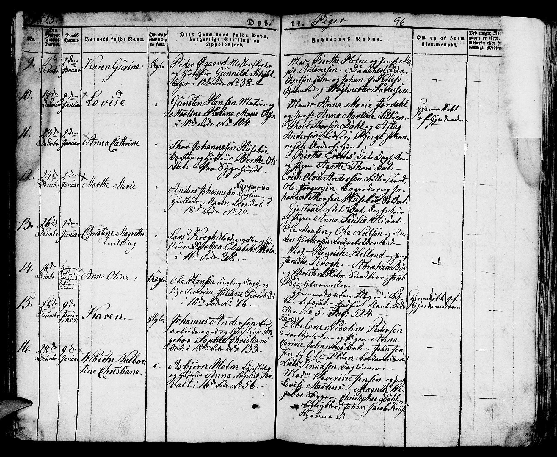Domkirken sokneprestembete, SAB/A-74801/H/Hab/L0005: Parish register (copy) no. A 5, 1821-1830, p. 96