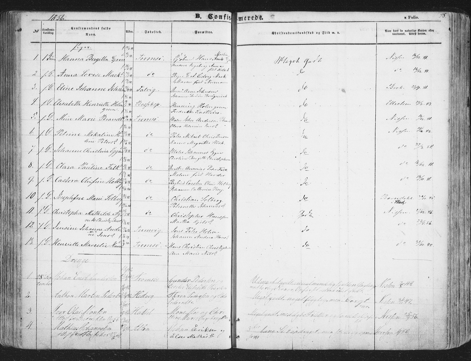 Tromsø sokneprestkontor/stiftsprosti/domprosti, AV/SATØ-S-1343/G/Ga/L0011kirke: Parish register (official) no. 11, 1856-1865, p. 99