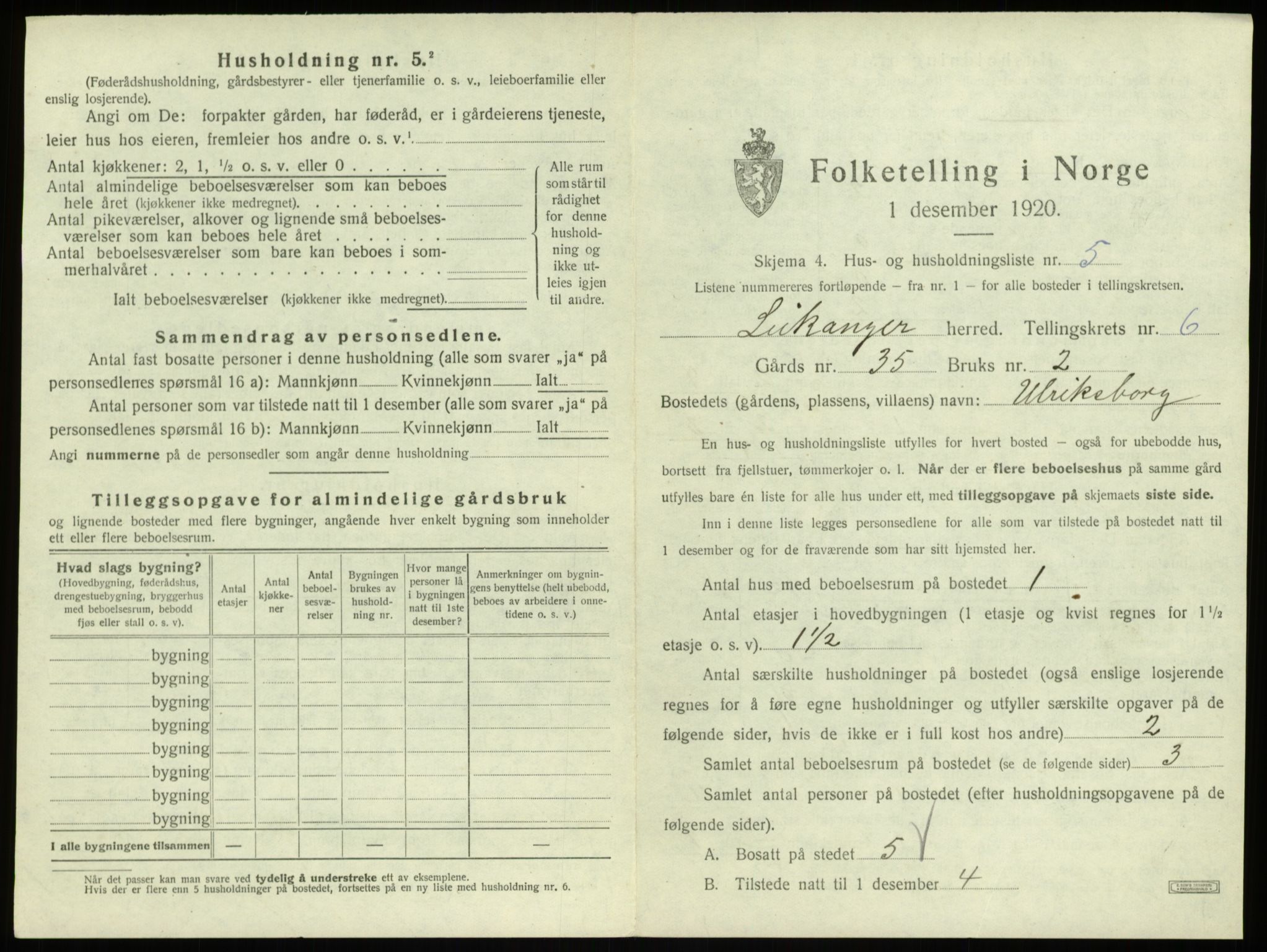 SAB, 1920 census for Leikanger, 1920, p. 567