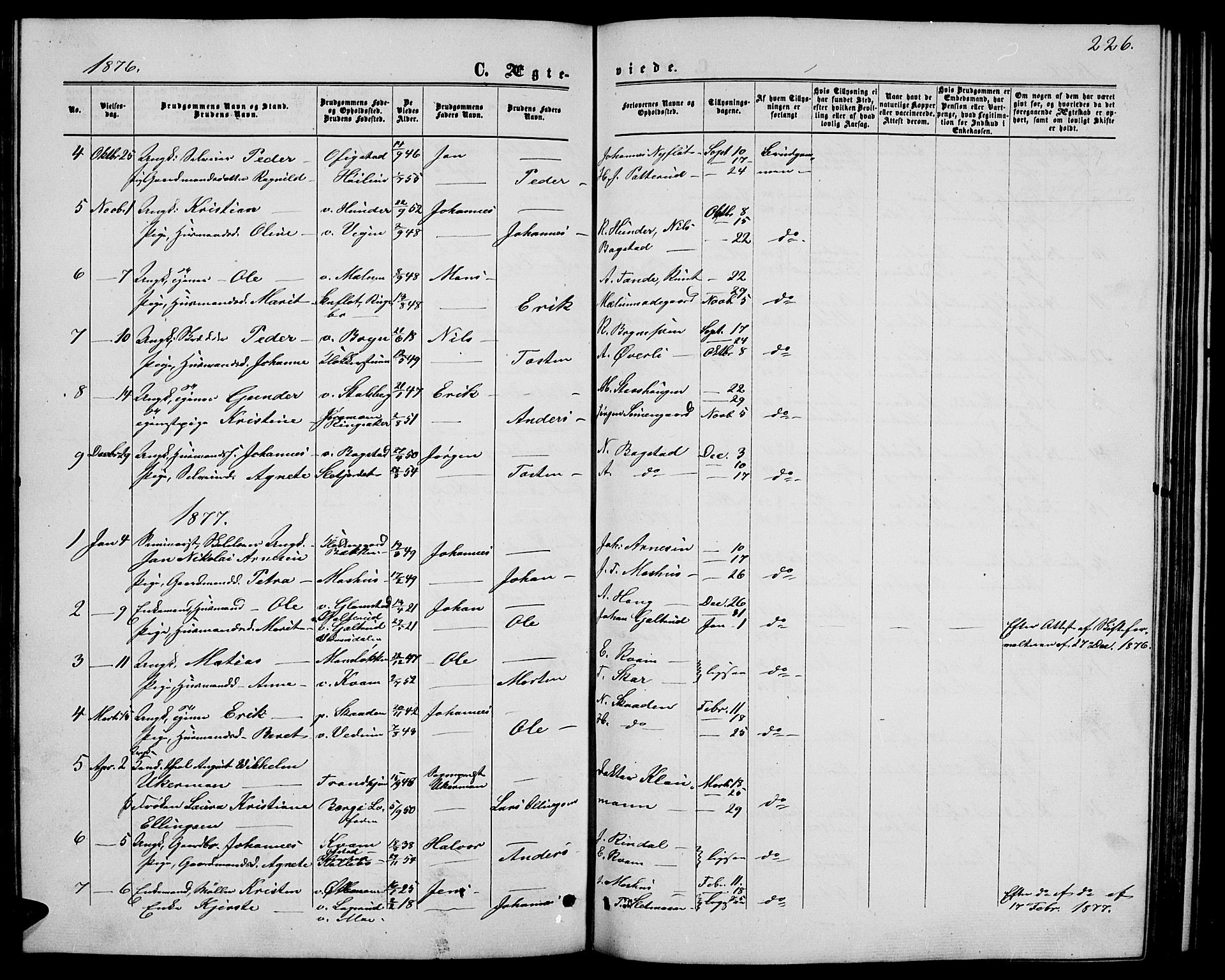 Øyer prestekontor, SAH/PREST-084/H/Ha/Hab/L0001: Parish register (copy) no. 1, 1863-1877, p. 226