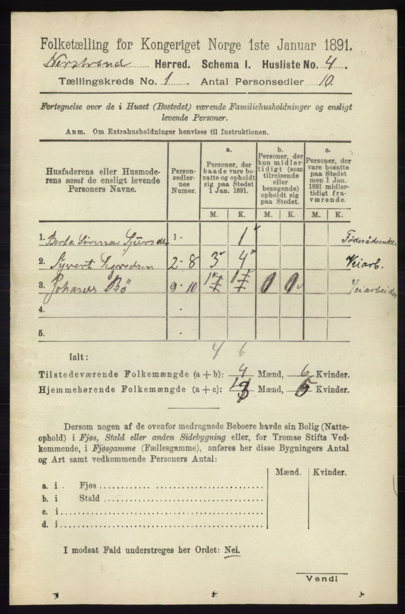 RA, 1891 census for 1139 Nedstrand, 1891, p. 30