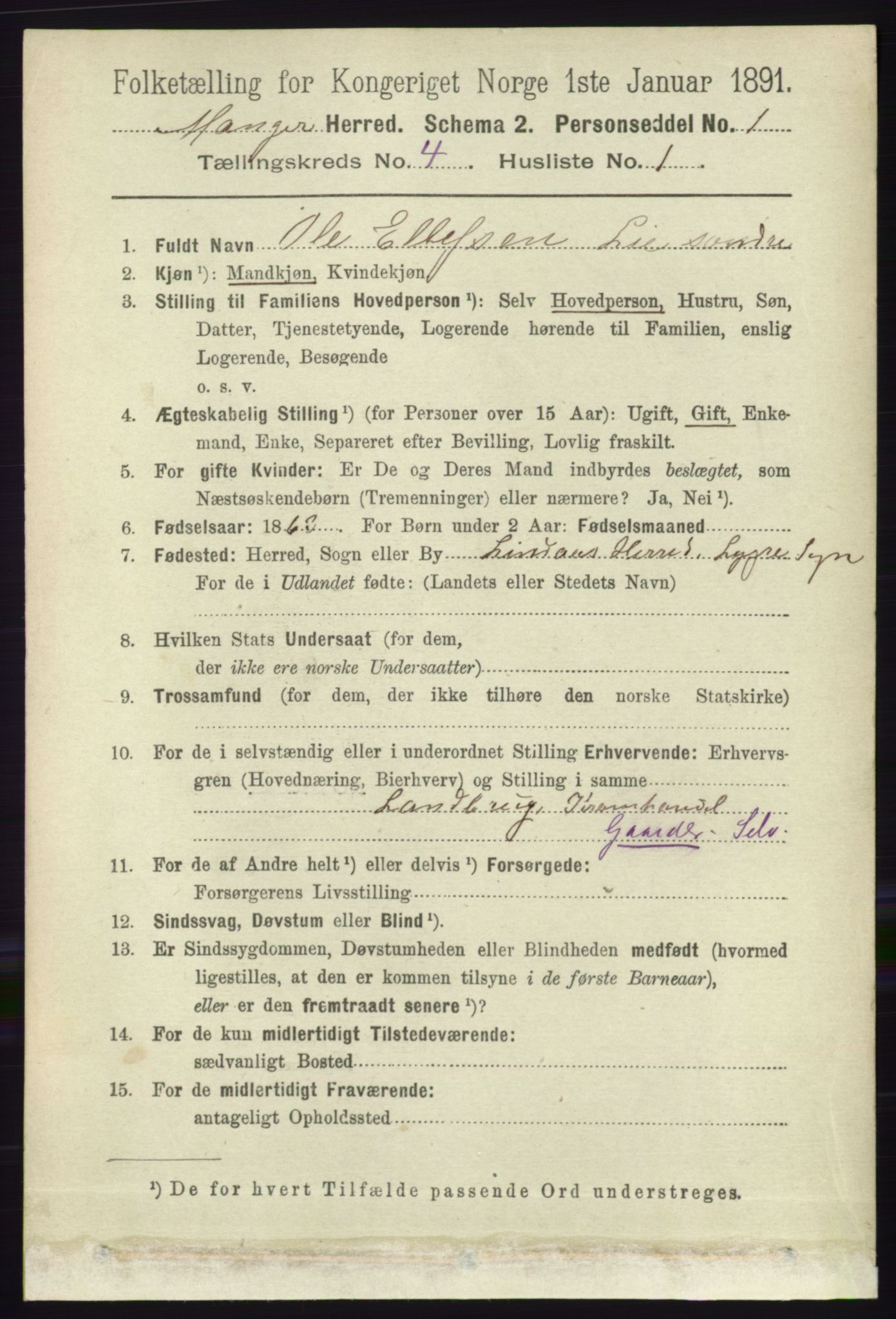 RA, 1891 census for 1261 Manger, 1891, p. 1951