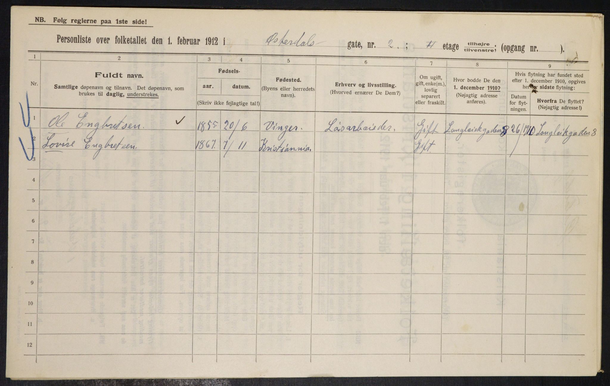 OBA, Municipal Census 1912 for Kristiania, 1912, p. 128900