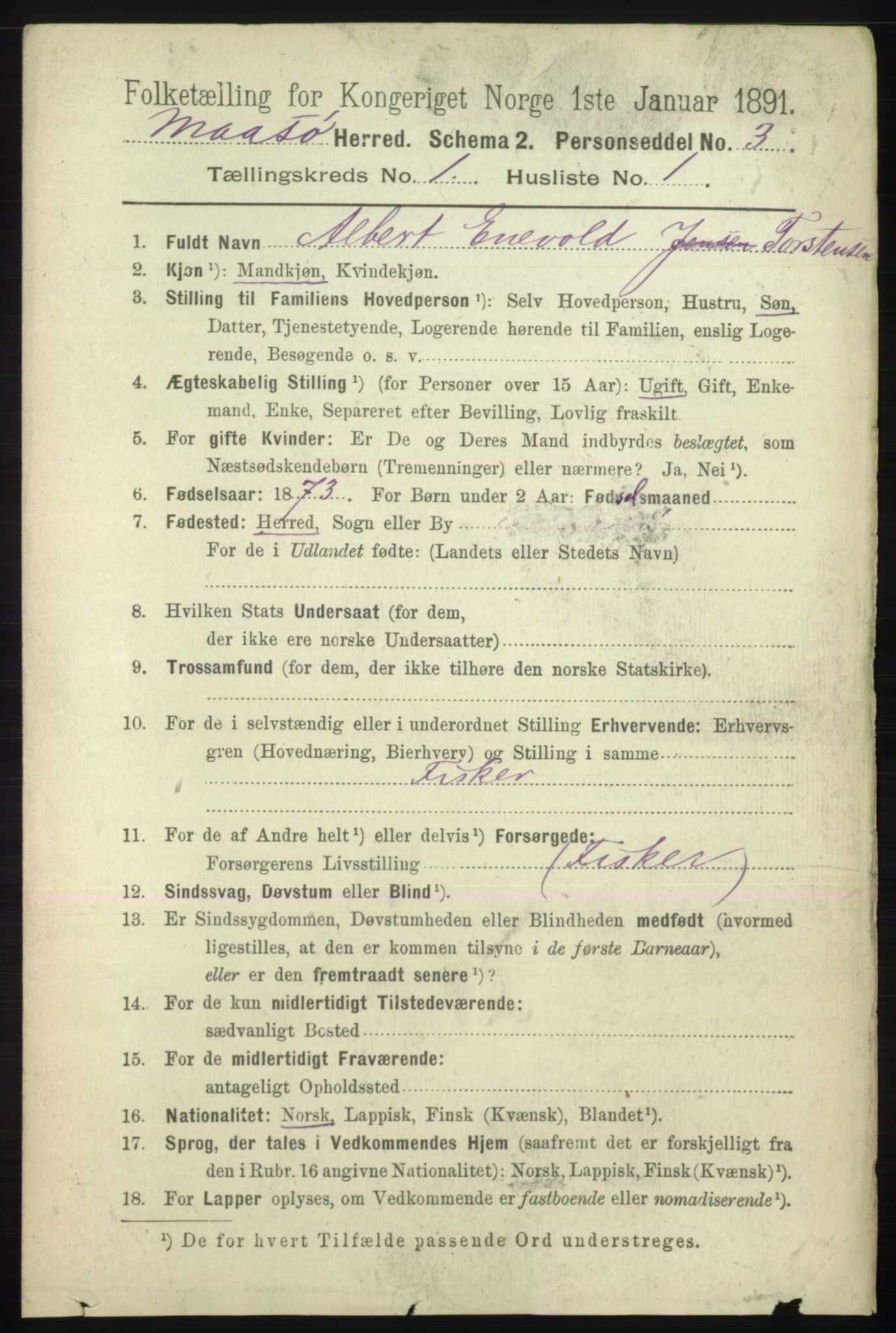 RA, 1891 census for 2018 Måsøy, 1891, p. 57