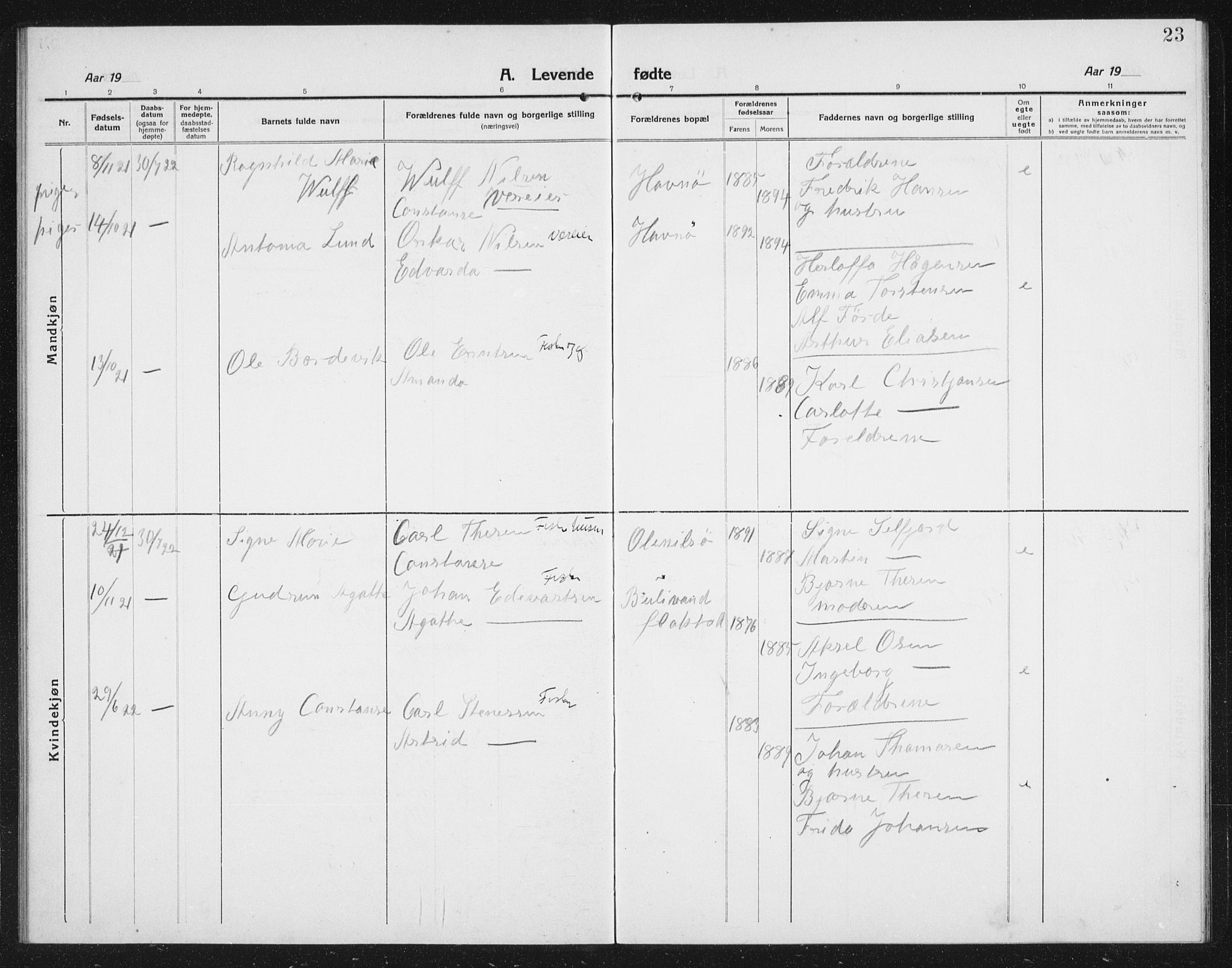 Ministerialprotokoller, klokkerbøker og fødselsregistre - Nordland, AV/SAT-A-1459/887/L1229: Parish register (copy) no. 887C01, 1916-1935, p. 23