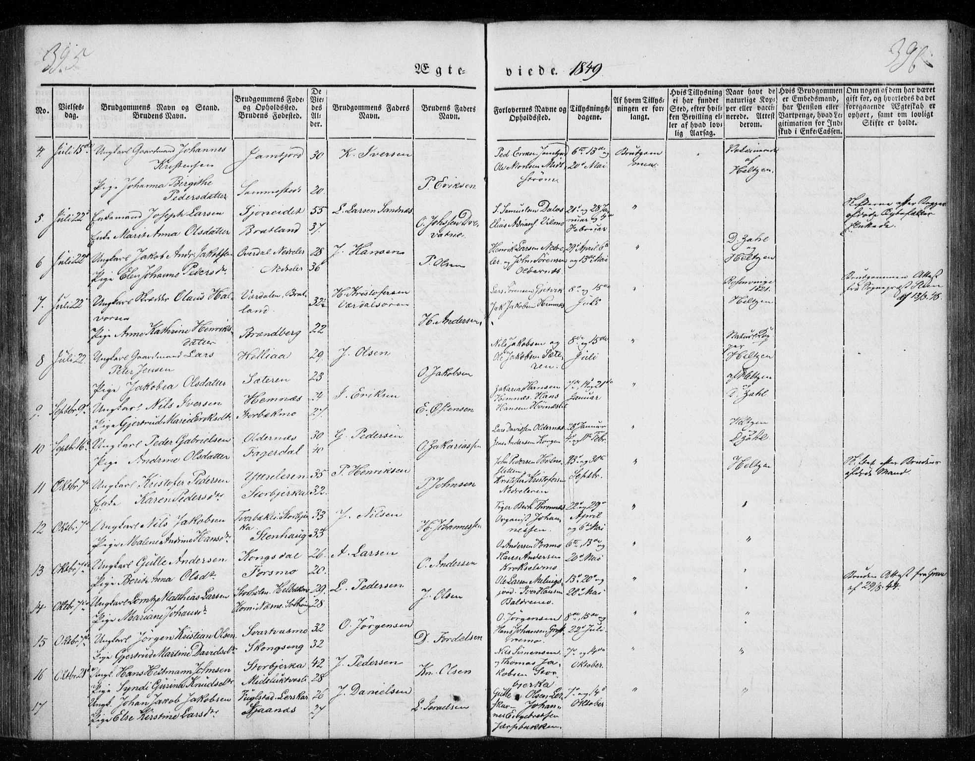 Ministerialprotokoller, klokkerbøker og fødselsregistre - Nordland, AV/SAT-A-1459/825/L0355: Parish register (official) no. 825A09, 1842-1863, p. 395-396