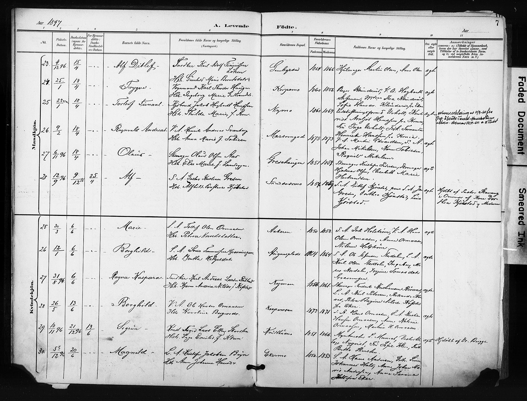 Kongsberg kirkebøker, AV/SAKO-A-22/F/Fb/L0003: Parish register (official) no. II 3, 1896-1905, p. 7